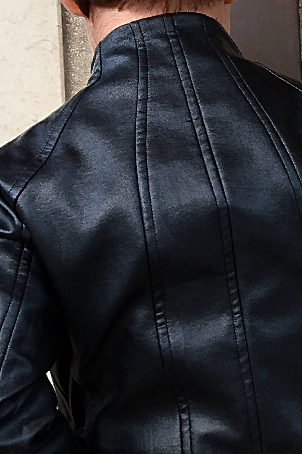 Boys black leather jacket/Faux leather short coat / Eco friendly leather jacket kids outfit black jacket boy clothing / Leather toddler