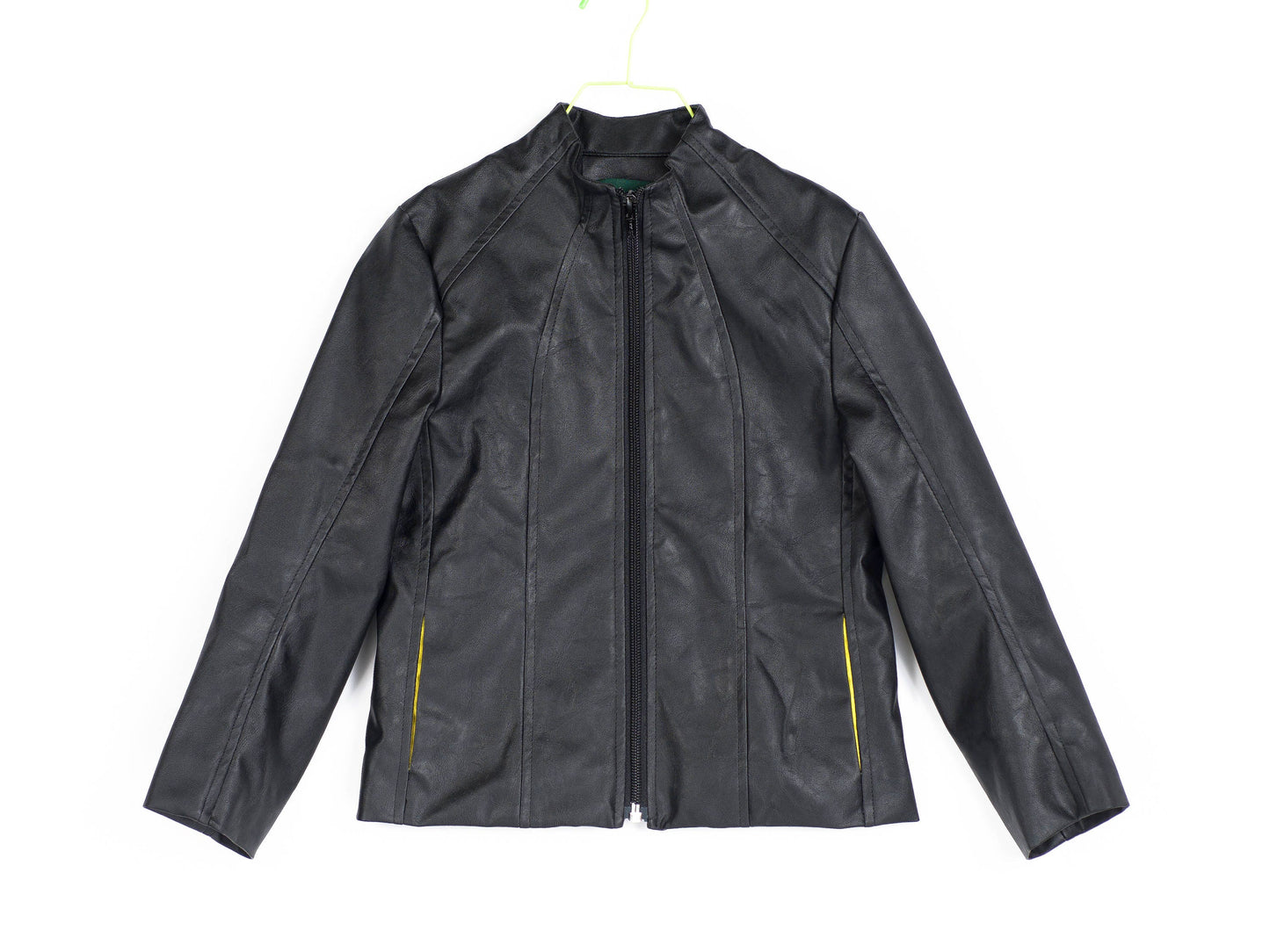 Black leather jacket/Faux leather girls outfit/Toddler leather jacket/Kids leather jacket/Vegan leather outfit/Vintage Eco leather clothing