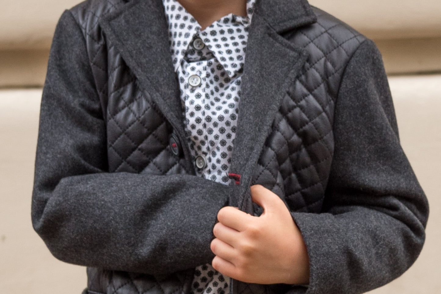 Black wool coat child / Leather coat Kids long down Toddler boy coat Back to School outfit / Winter coat toddler / Leather quilted coat