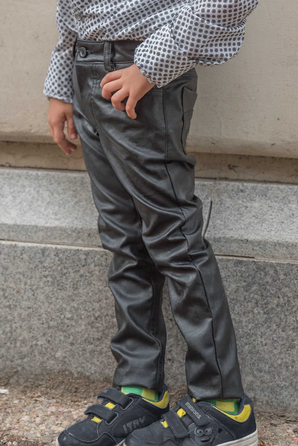 Black Faux Leather Pants Boys Leather Trousers Toddler Boy Vegan Leather Bottoms Kids Rocker Pants Motorcycle Biker Pants Hipster Clothing