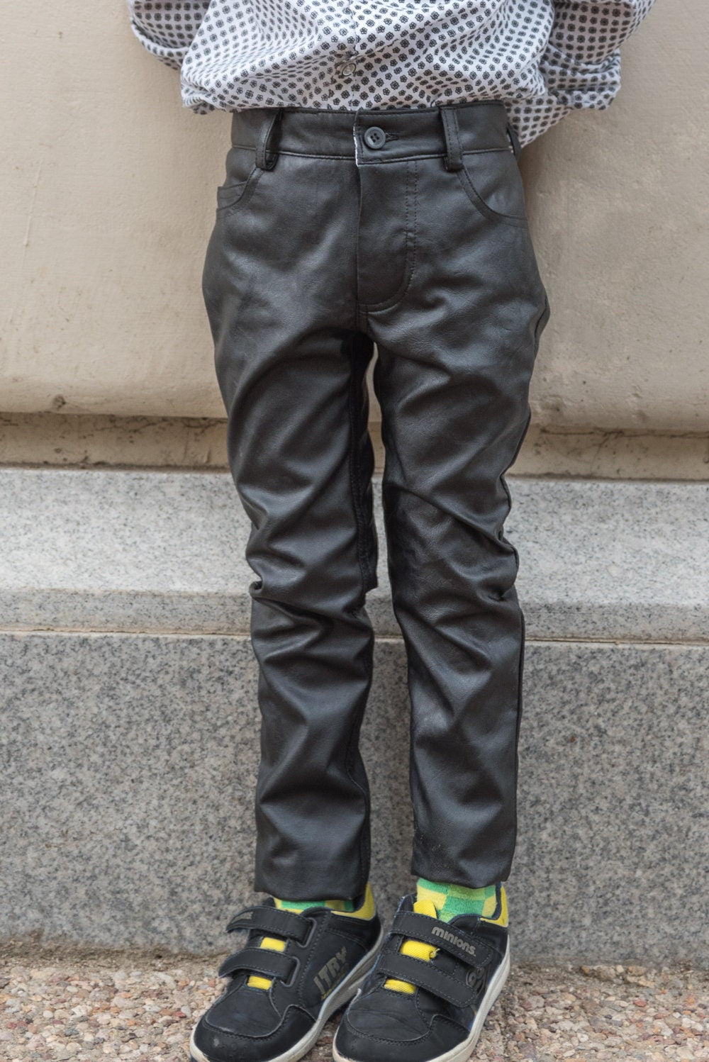 Black Faux Leather Pants Boys Leather Trousers Toddler Boy Vegan Leather Bottoms Kids Rocker Pants Motorcycle Biker Pants Hipster Clothing