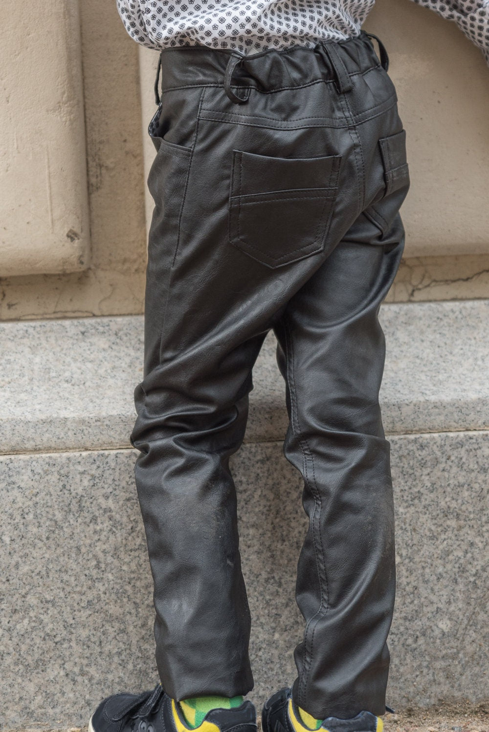 Black Faux Leather Pants Boys Leather Trousers Toddler Boy Vegan Leather Bottoms Kids Rocker Pants Motorcycle Biker Pants Hipster Clothing