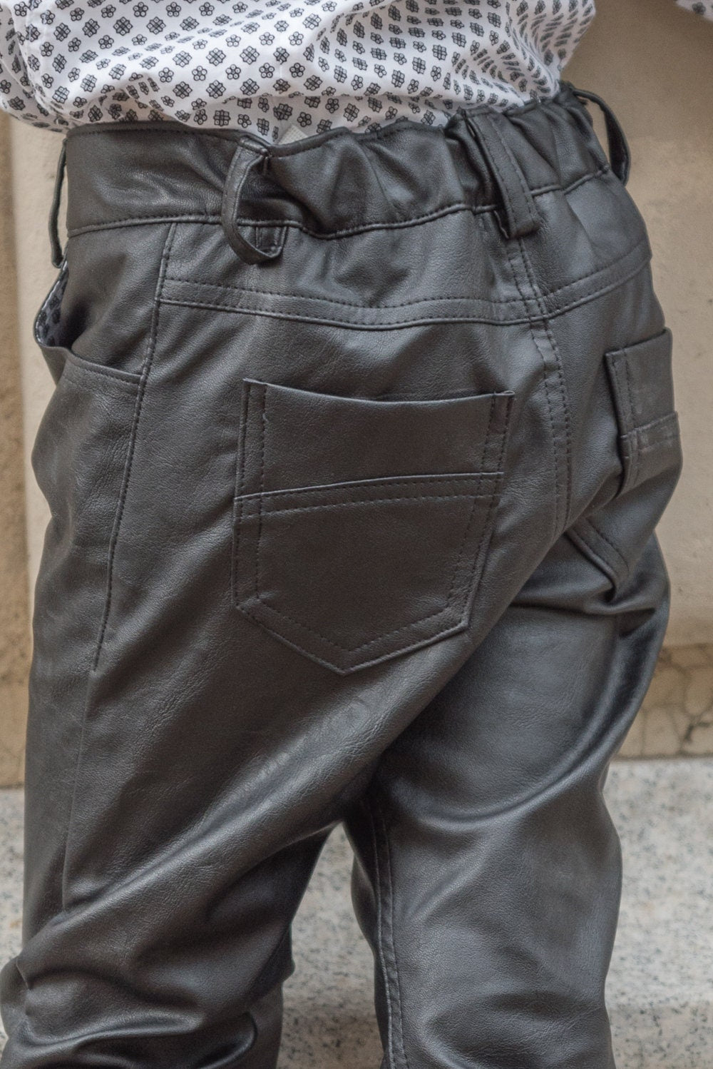 Black Faux Leather Pants Boys Leather Trousers Toddler Boy Vegan Leather Bottoms Kids Rocker Pants Motorcycle Biker Pants Hipster Clothing