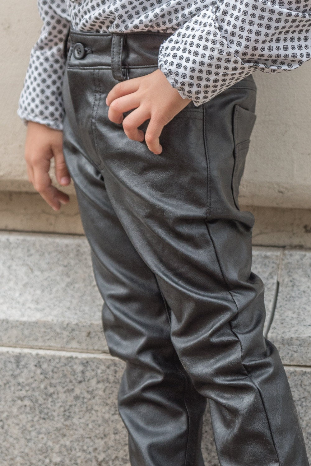Black Faux Leather Pants Boys Leather Trousers Toddler Boy Vegan Leather Bottoms Kids Rocker Pants Motorcycle Biker Pants Hipster Clothing