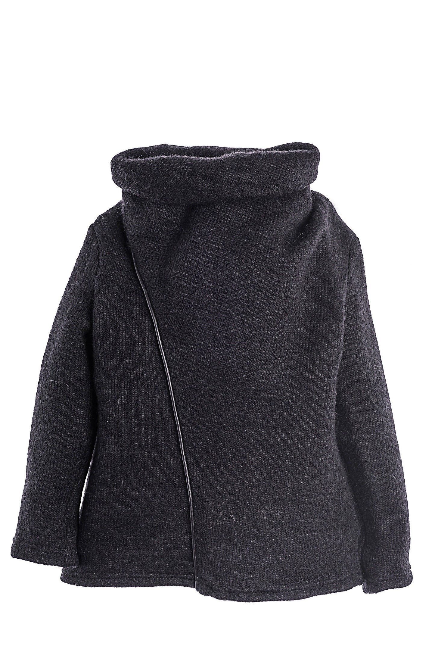 Woolen Sweater With High Collar for Boys Black Wool Turtleneck Top Slouchy Pullover Sweaters/ Toddler Boy Winter Mohair Cowl Neck Sweater