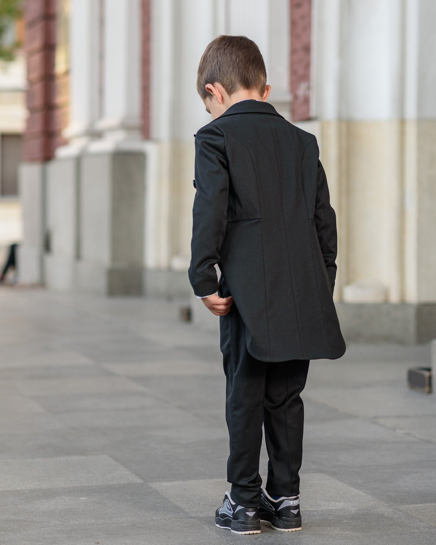 Boys Black Tailcoat Cummerbund Tuxedo Suit for Formal Event/ Wedding Costume for Toddler Little Gentleman Full Dress Tail Tux Evening Outfit