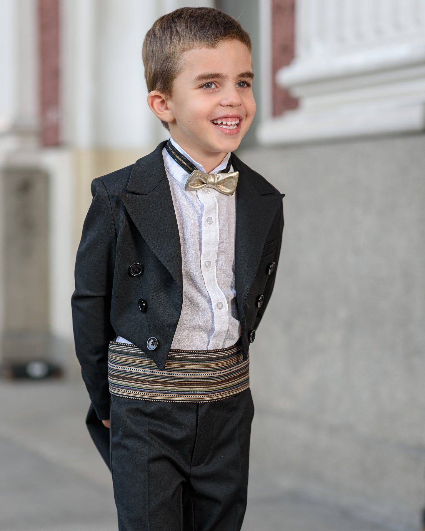 Boys Black Tailcoat Cummerbund Tuxedo Suit for Formal Event/ Wedding Costume for Toddler Little Gentleman Full Dress Tail Tux Evening Outfit