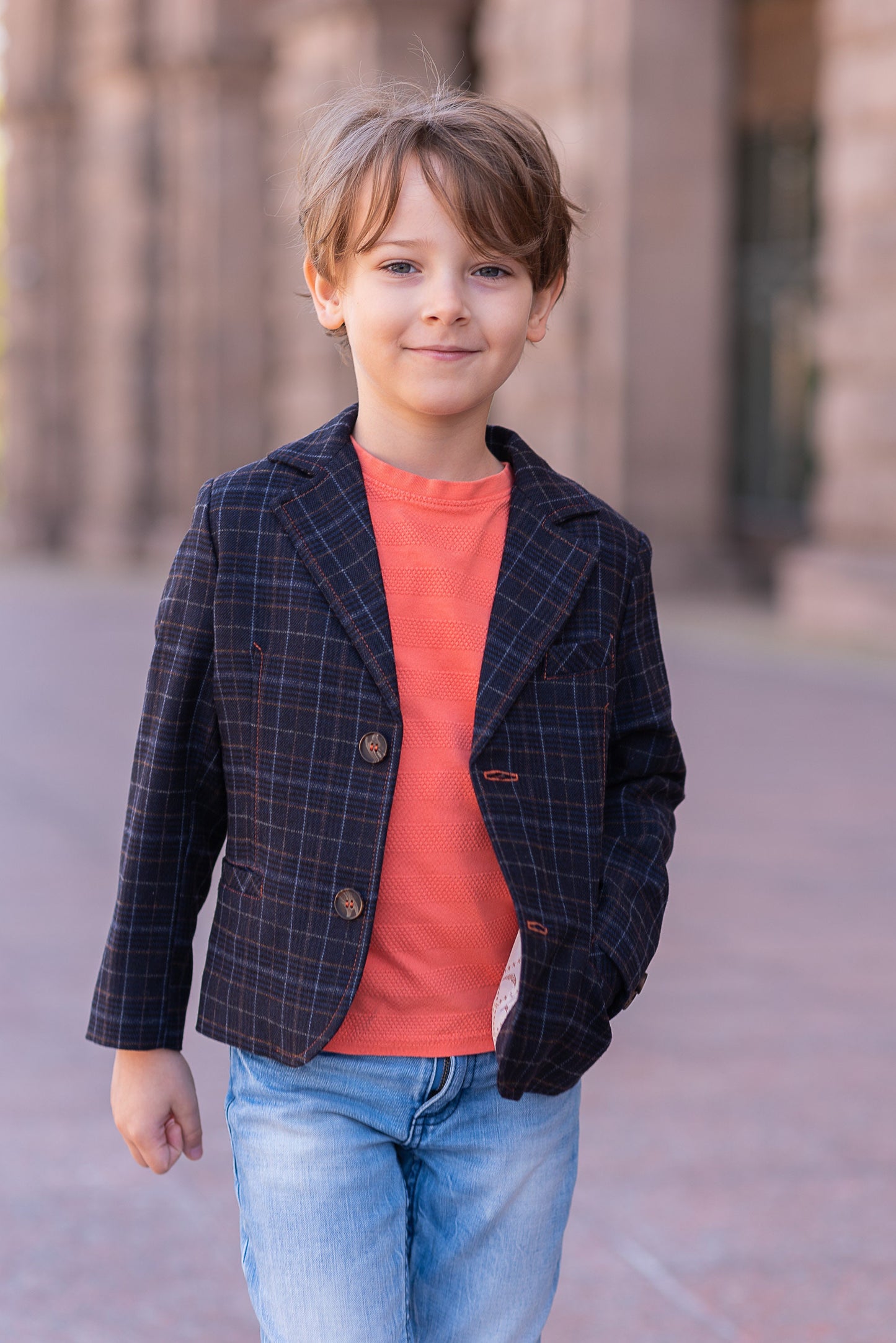 Boys checked wool blazer/ Toddler boy spring jacket/ Vintage wide lapel blazer/Kids single breast blazer/Tailored boys blazer/Stylish outfit