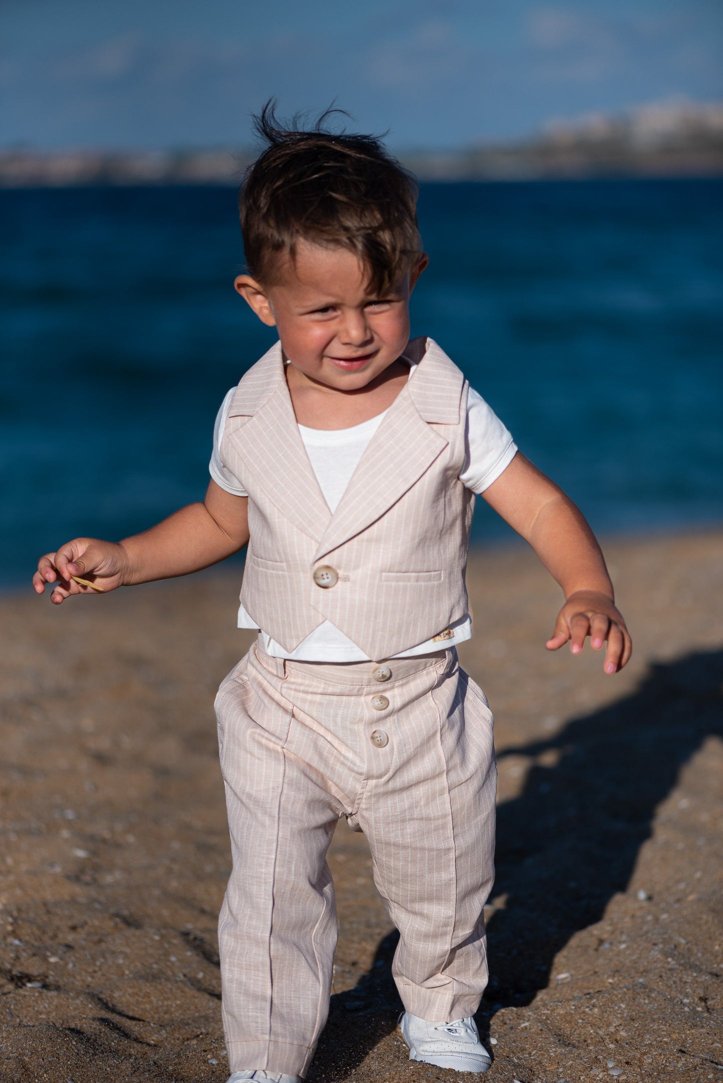 Baby boys linen suit summer formal wear kids linen outfit/ Communion toddler boy linen suit set/ Baby boy wedding outfits linen dress suits