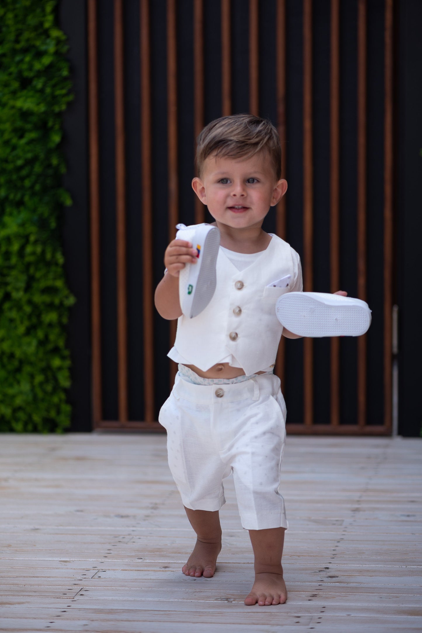 Formal baby boy white linen set/ Baby Christening outfit/ 3 piece set for babies/Linen baby wear/ Baby boy gift/ Baby suit