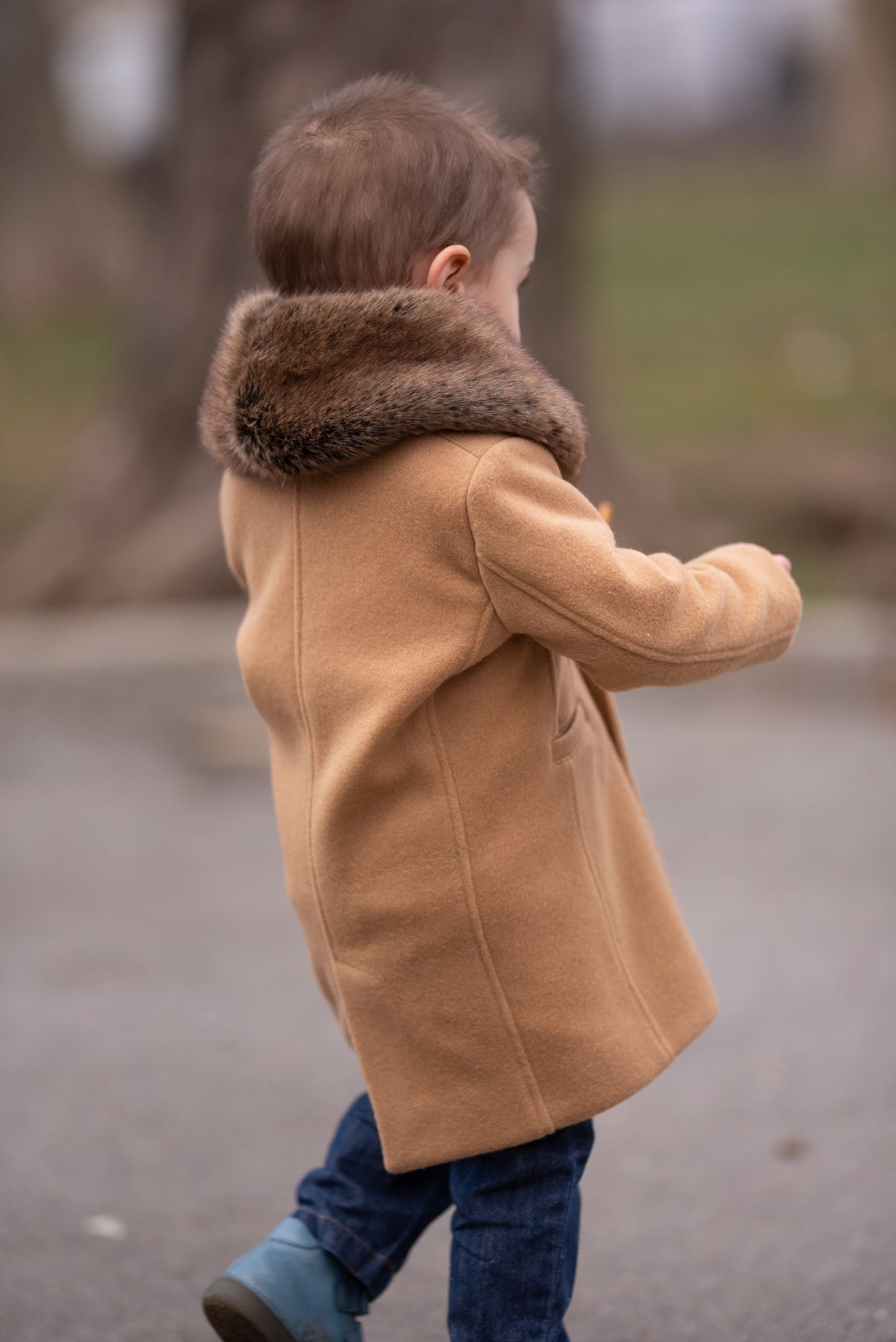 Baby boys wool coat with removable fur collar, Baby winter coat, Luxury baby clothes, Camel wool baby coat , Winter Baby Clothing