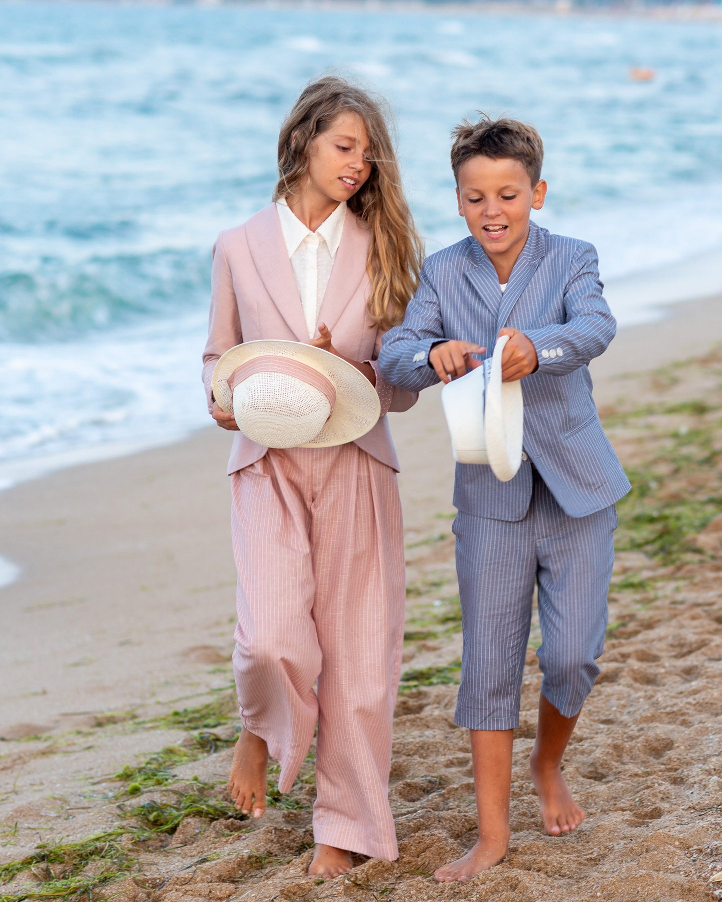 2 piece linen suit for girls/ Tailored toddler suit formal dress wear for girls/ Children formal wear/ Summer designer outfit girls