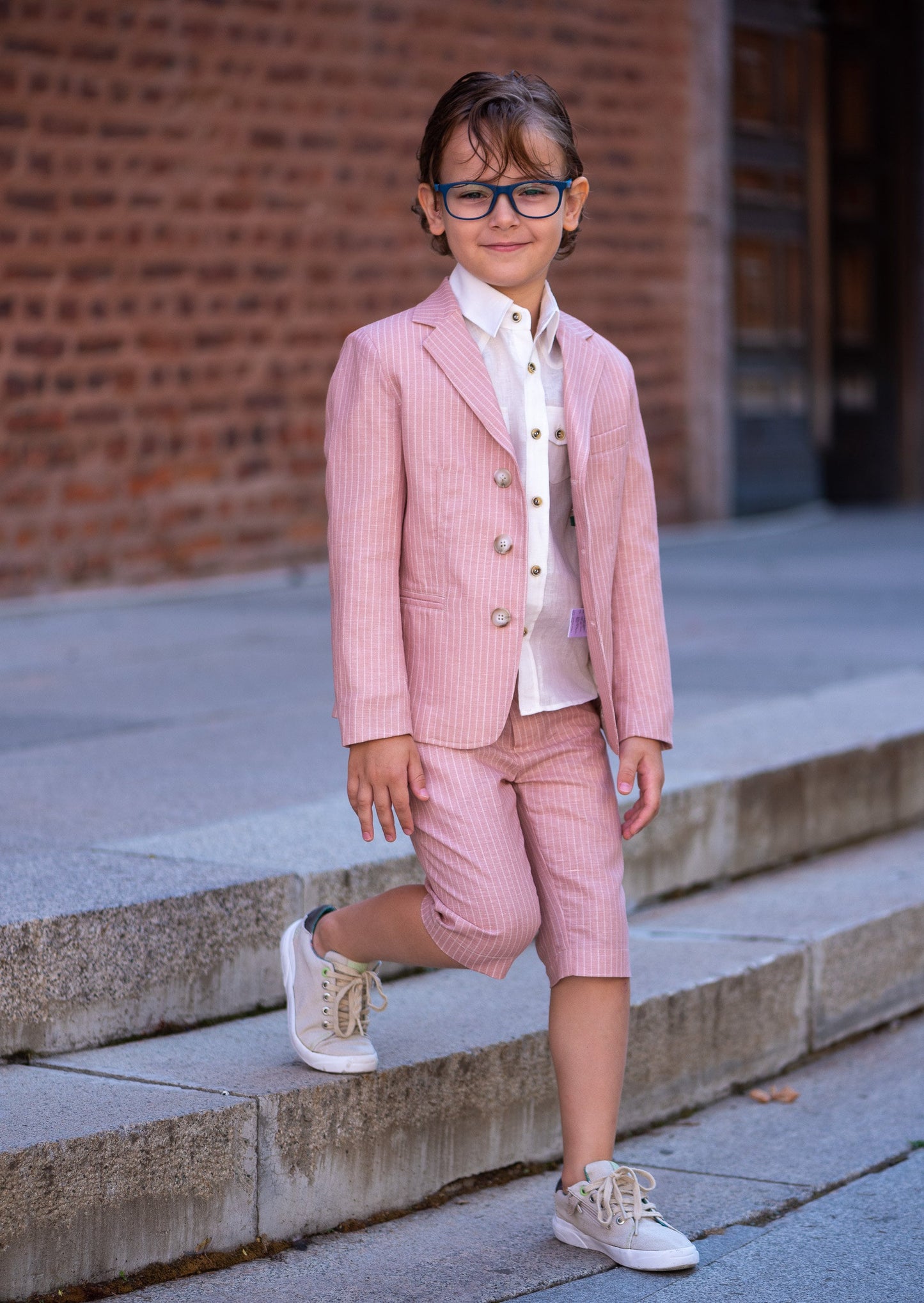 Boys 3 pieces linen outfit/ Toddler boy formal suit/ Kids Baptism outfit/ Beach wedding boutique suit/ Ring bearer summer clothes outfit