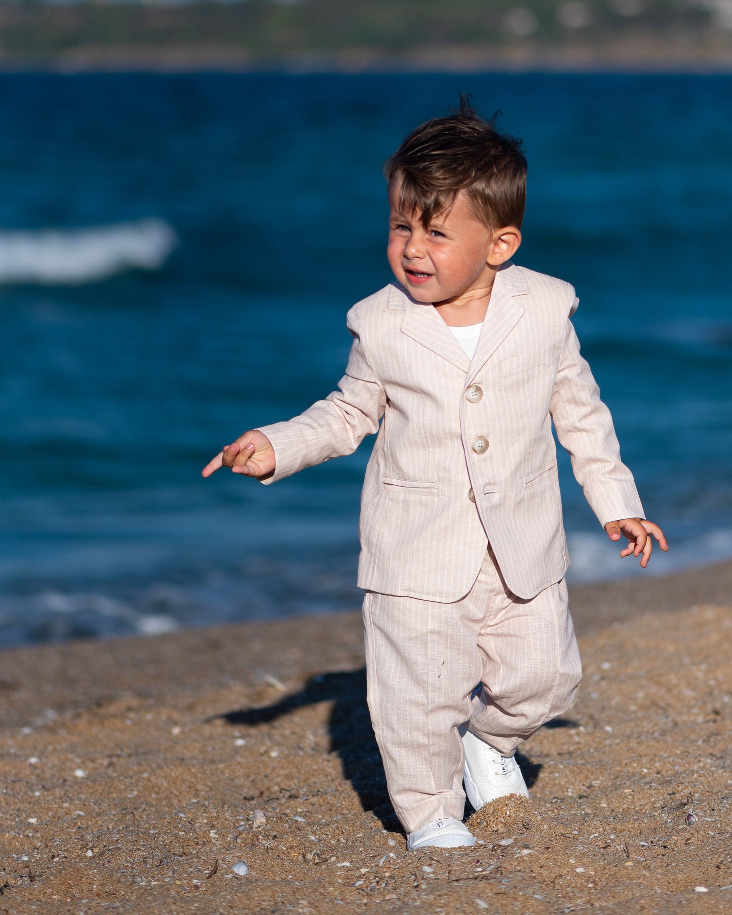 Wedding baby boy striped linen suit/ Baby Christening outfit/ 2 piece formal set for babies/Linen baby wear/ Baby boy gift/ Baby luxury suit