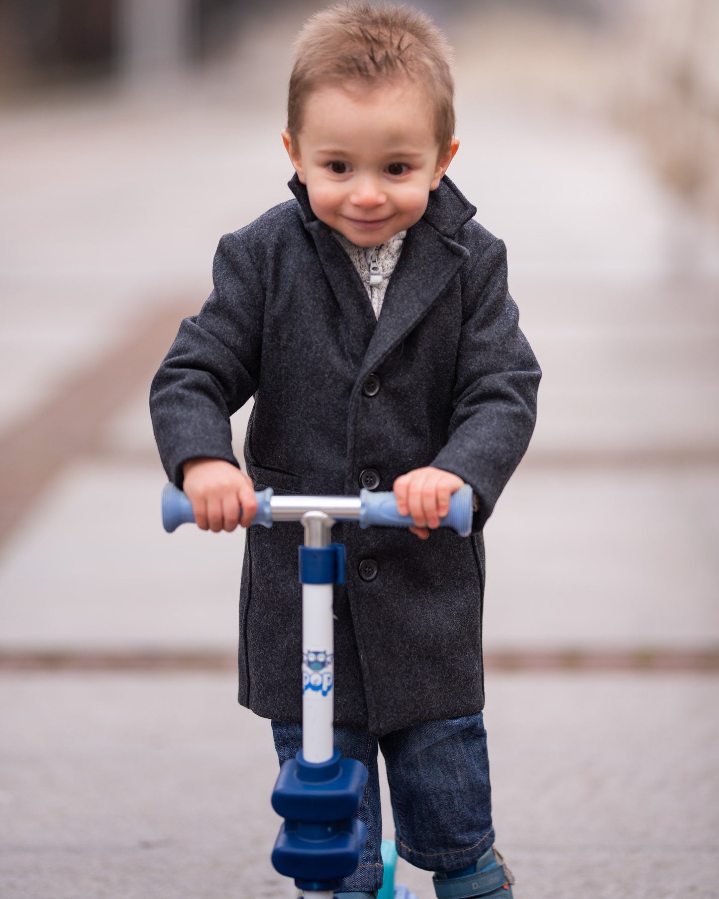 Baby Wool Charcoal Long Coat, Baby Winter Coat, Infant Coat, Baby winter oufit, Winter Baby boys Clothing, Vintage coat for babies