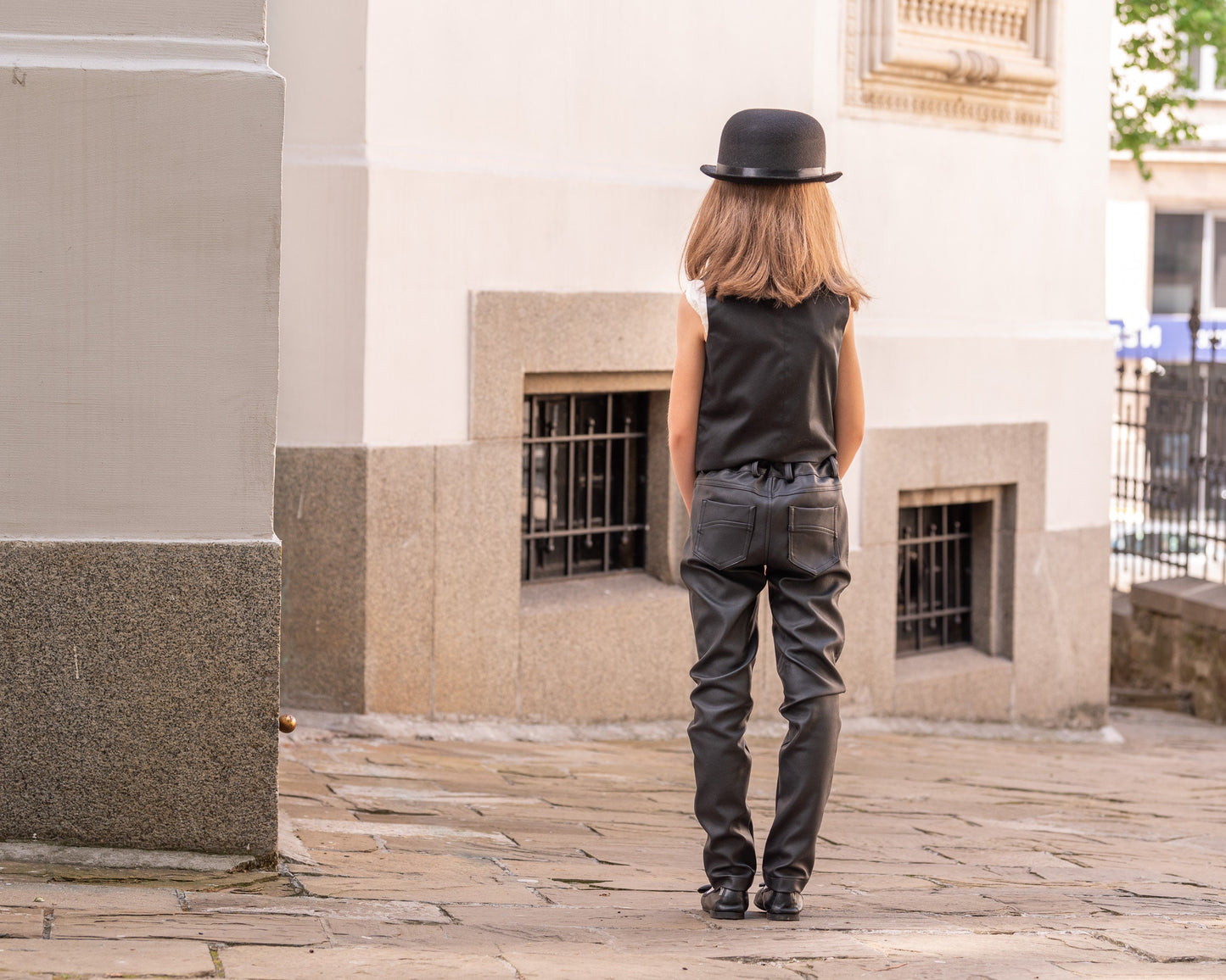 Black formal set for girls/ 2 piece faux leather pants and vest outfit/ Extravagant outfit for toddlers/ Girls formal wear