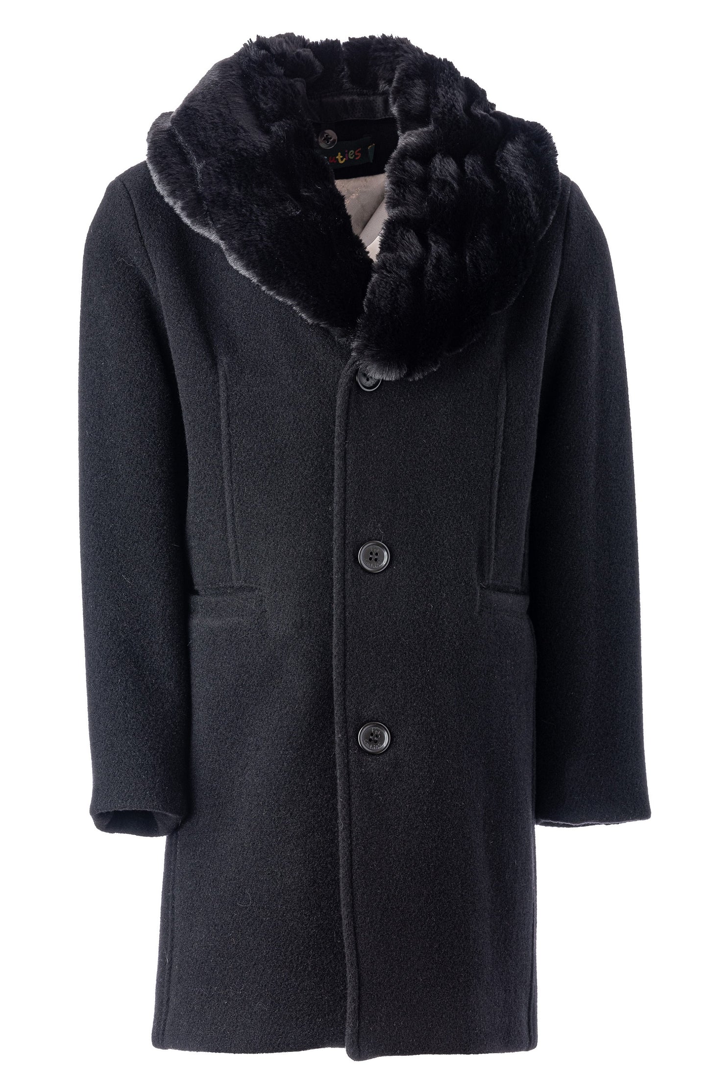 Boys black wool coat with removable faux fur collar, Stylish winter coat, Luxury boys clothes, Formal wool toddler coat , Winter outfit