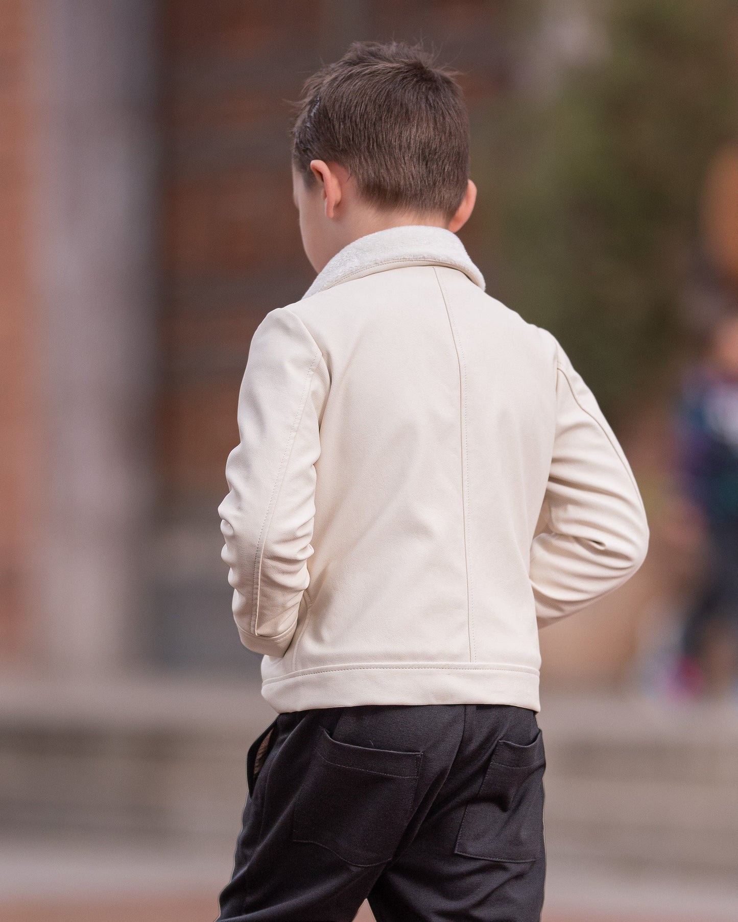 Boys faux leather jacket with fleece lining/ Kids faux leather jacket / Soft vegan leather jacket/ Warm designer pilot jacket boys