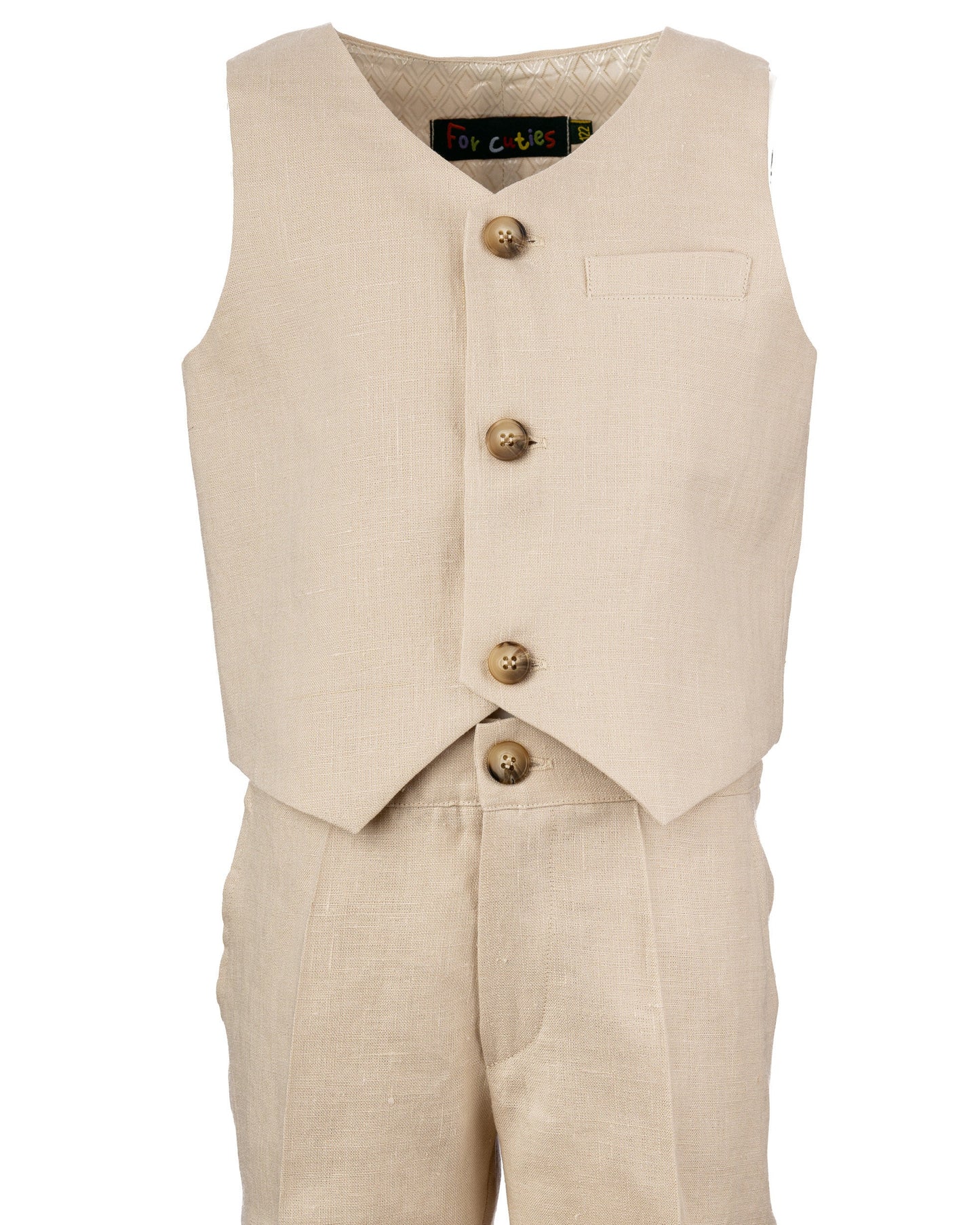 Beige linen 3 piece summer set for boys/ Rustic wedding outfit boys/ Communion linen clothing toddler dress shirt outfit/ Linen boys suit