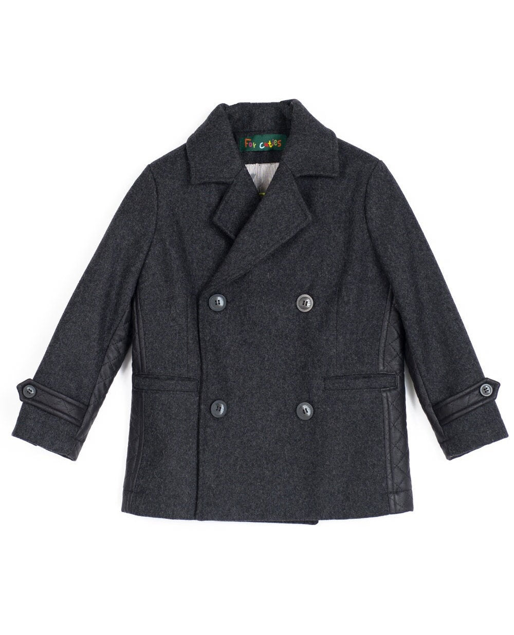 Boys double breasted short wool coat, Stylish pea coat winter boys outfit, Wool blazer coat toddler trendy wool peacoat, Cropped winter coat