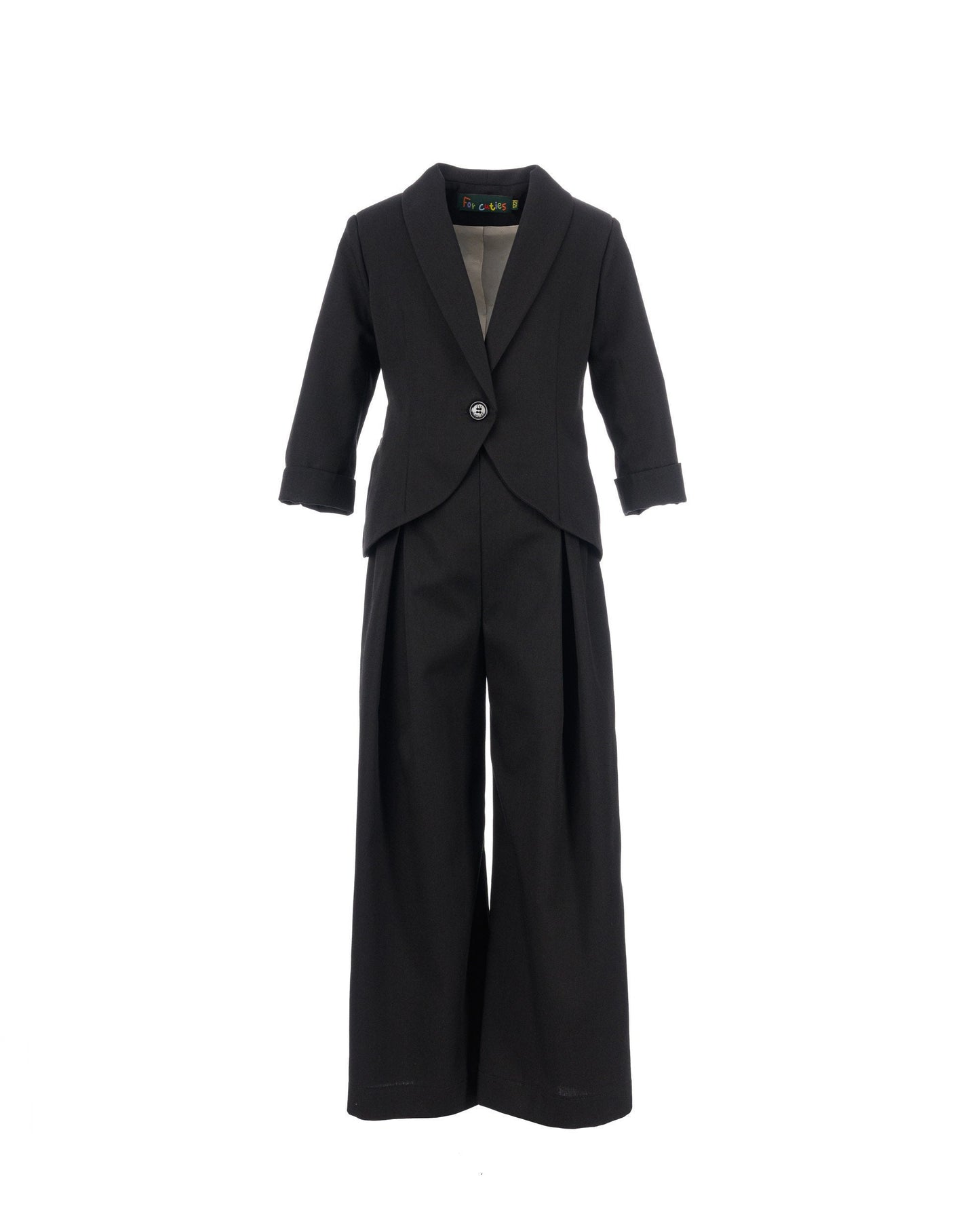 2 piece black cotton suit for girls/ Tailored toddler suit formal dress wear for girls/ Children formal wear/ Summer designer outfit girls