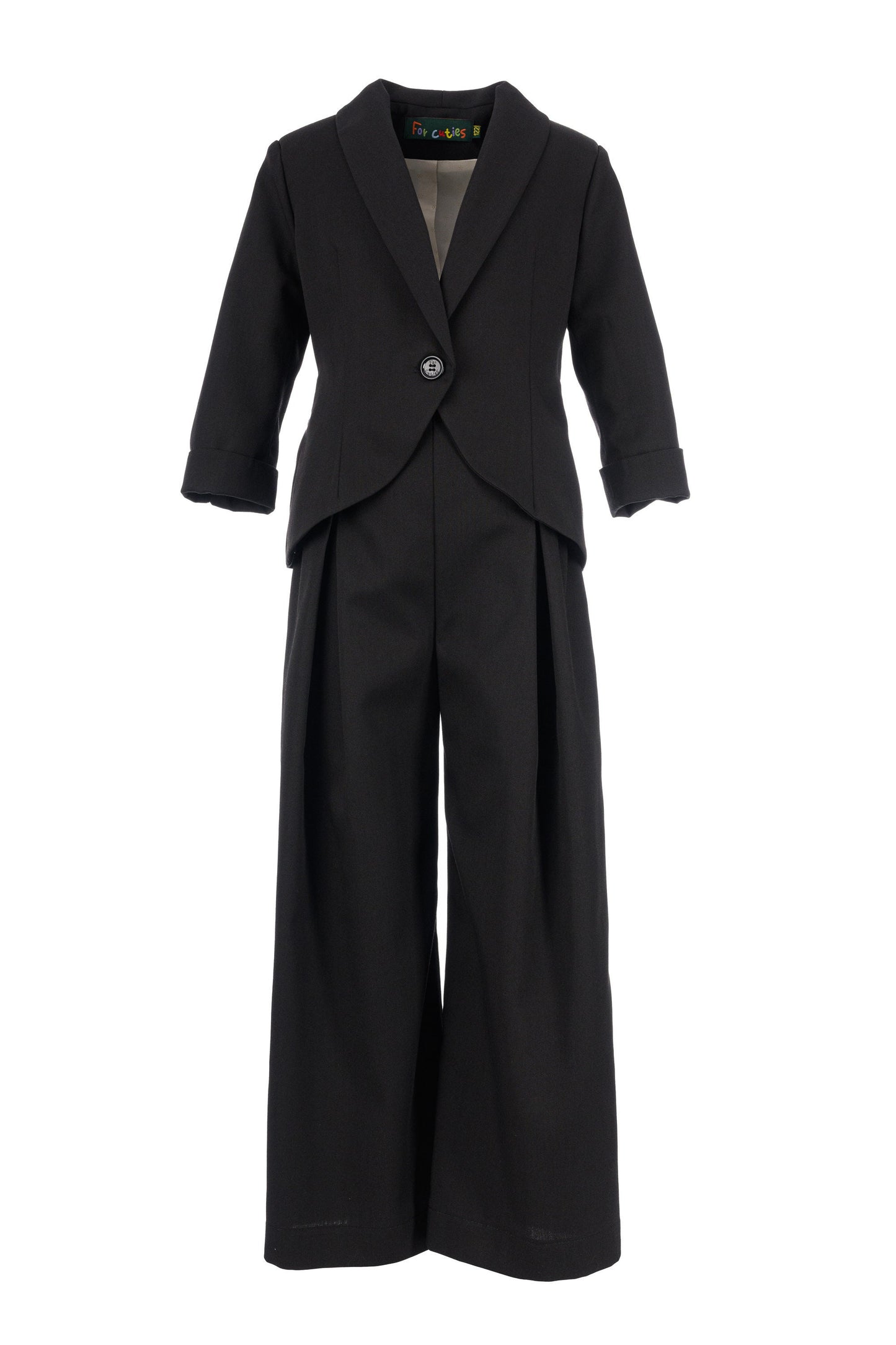 2 piece black cotton suit for girls/ Tailored toddler suit formal dress wear for girls/ Children formal wear/ Summer designer outfit girls
