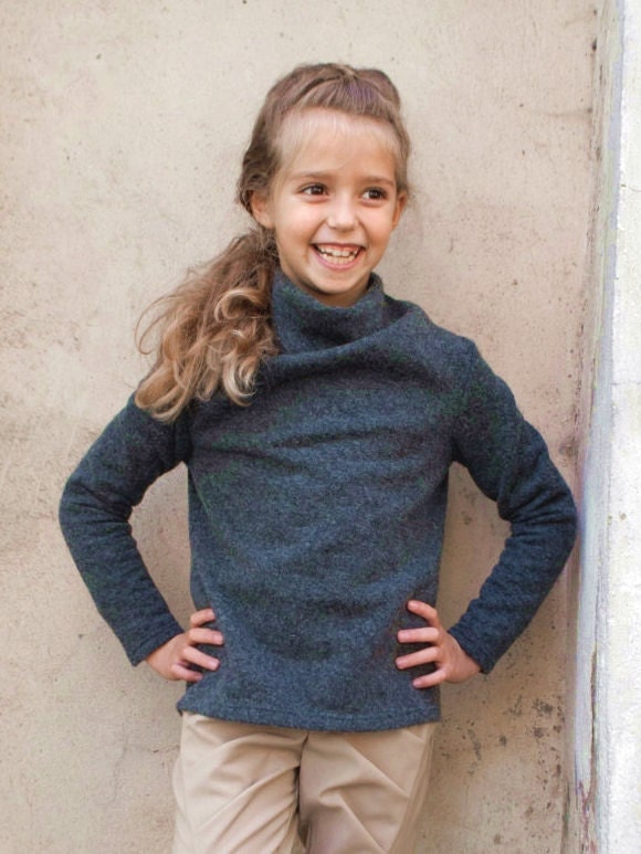 Turtleneck sweater/High neck wool sweater/Turtle neck top/Shawl collar sweater/Girls pullover sweater/Polo neck/Toddler girl high collar top
