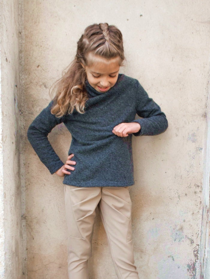 Turtleneck sweater/High neck wool sweater/Turtle neck top/Shawl collar sweater/Girls pullover sweater/Polo neck/Toddler girl high collar top