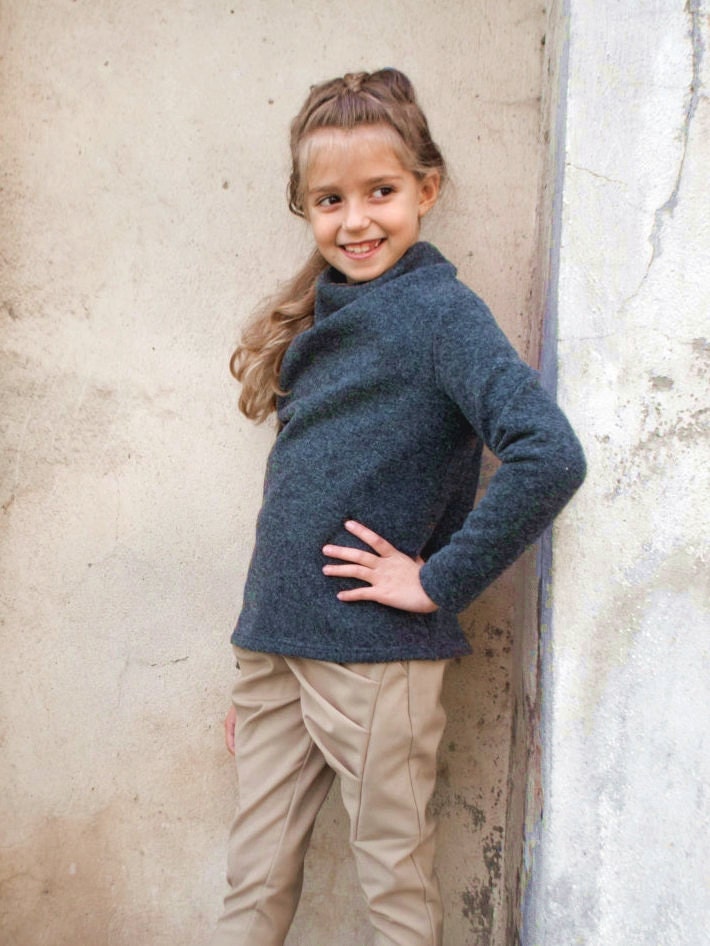 Turtleneck sweater/High neck wool sweater/Turtle neck top/Shawl collar sweater/Girls pullover sweater/Polo neck/Toddler girl high collar top