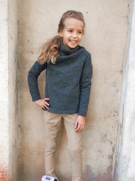 Turtleneck sweater/High neck wool sweater/Turtle neck top/Shawl collar sweater/Girls pullover sweater/Polo neck/Toddler girl high collar top