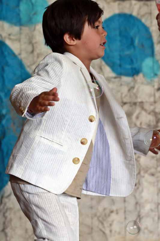 Boys summer linen blazer/ Toddler boy white blazer/Kids wedding blazer/Ring bearer/Boys blazer/ Formal linen blazer jacket/Summer blazer