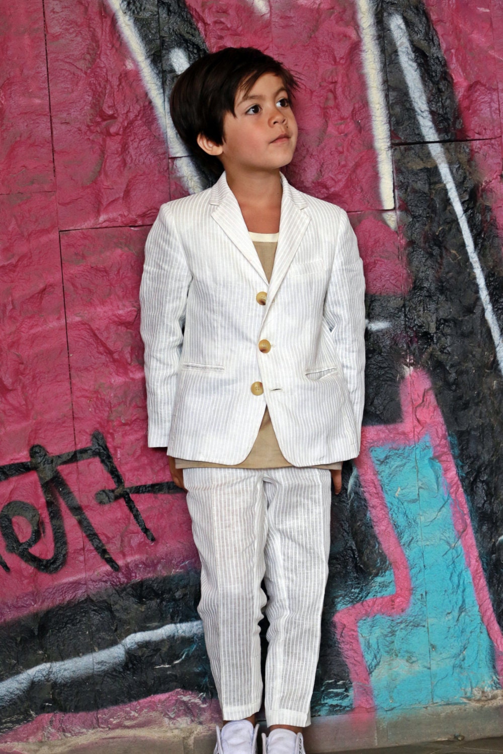Boys summer linen blazer/ Toddler boy white blazer/Kids wedding blazer/Ring bearer/Boys blazer/ Formal linen blazer jacket/Summer blazer