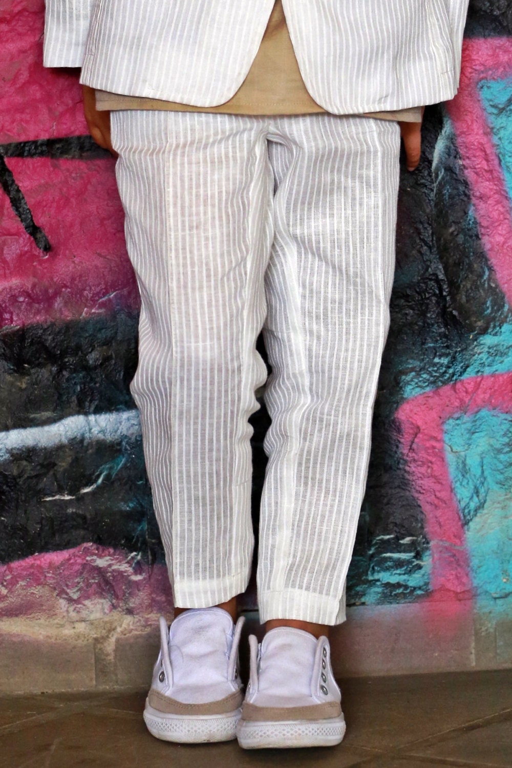 Boys wedding outfit kids seersucker suit/Toddler boy linen outfit slim fitted summer suit/White linen suit/Tailored suit/Beach wedding suit
