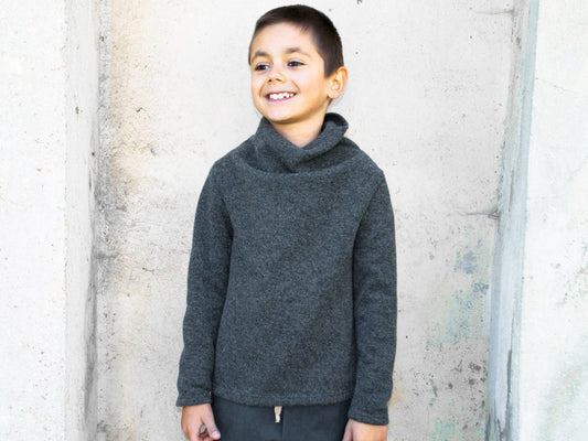 Boys wool turtleneck sweater/Grey pullover/Winter sweater/Kids wool polo neck jumper/Toddler boys wool sweater/Warm high collar jumper