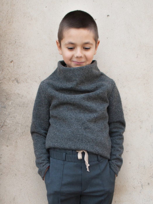 Boys wool turtleneck sweater/Grey pullover/Winter sweater/Kids wool polo neck jumper/Toddler boys wool sweater/Warm high collar jumper