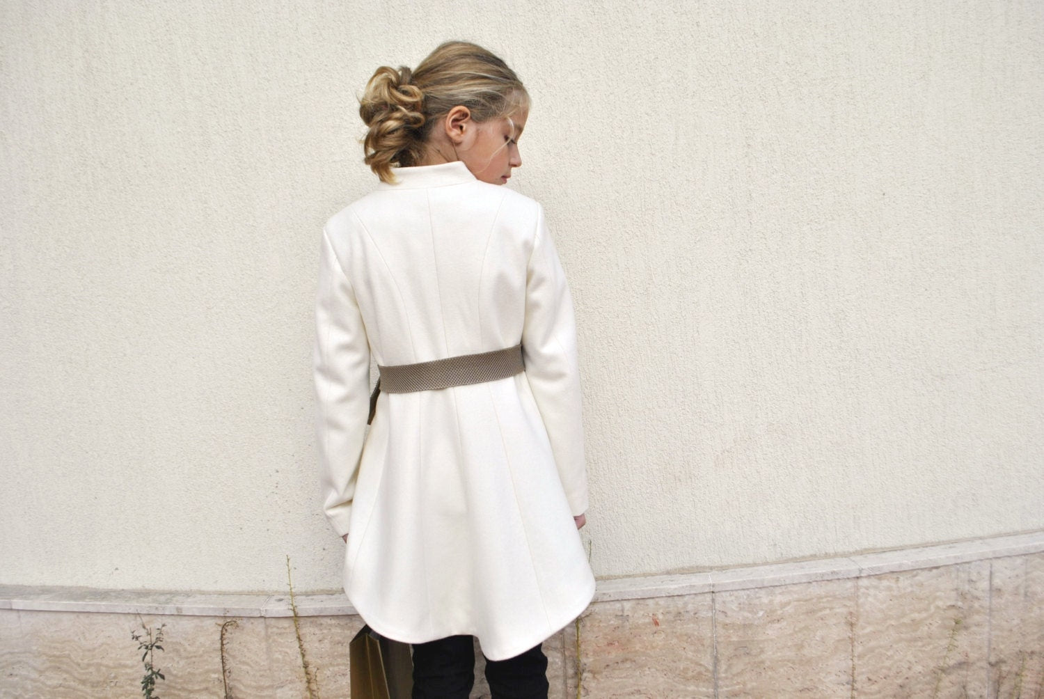 Girls long down coat/Trench coat/Long cape coat jacket/Toddler girl fit and flare coat/Kids wool coat/White coat/Dress coat/Warm girls coat