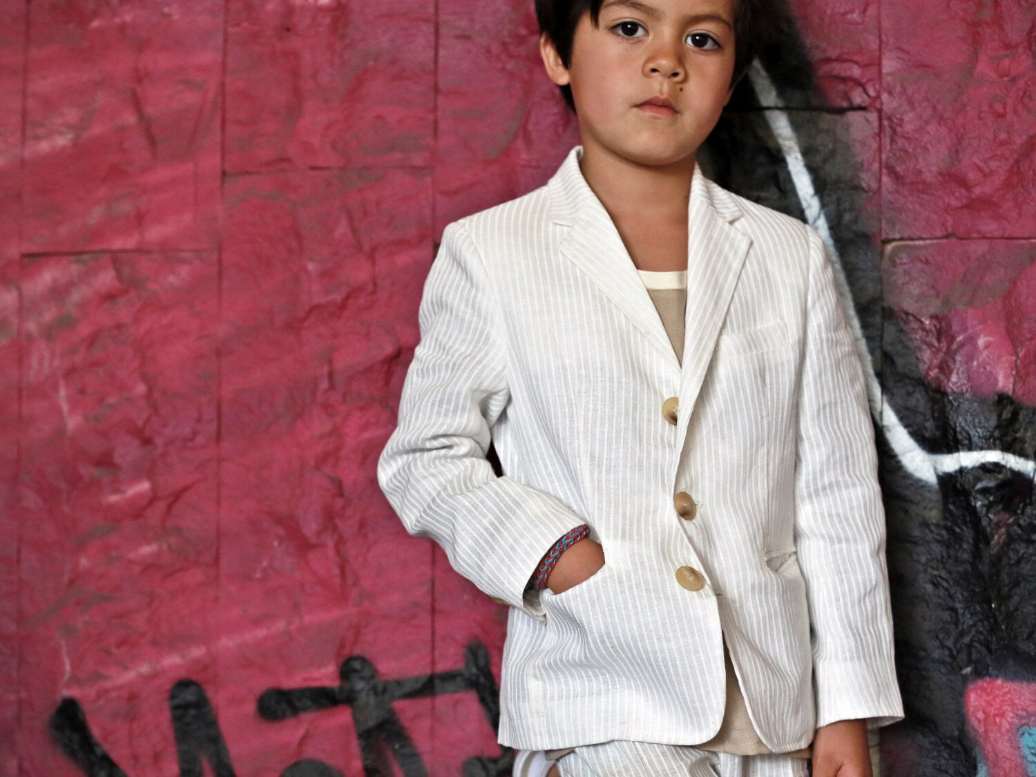 Boys wedding outfit kids seersucker suit/Toddler boy linen outfit slim fitted summer suit/White linen suit/Tailored suit/Beach wedding suit
