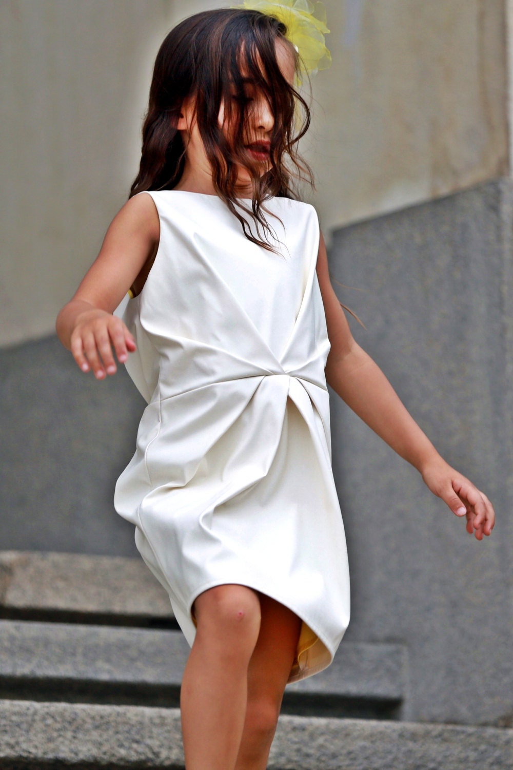 Girls white dress/Faux leather ivory dress/Bridesmaid girls dress/Kids midi dress/Toddler girls shift dress/White party dress/Black dress