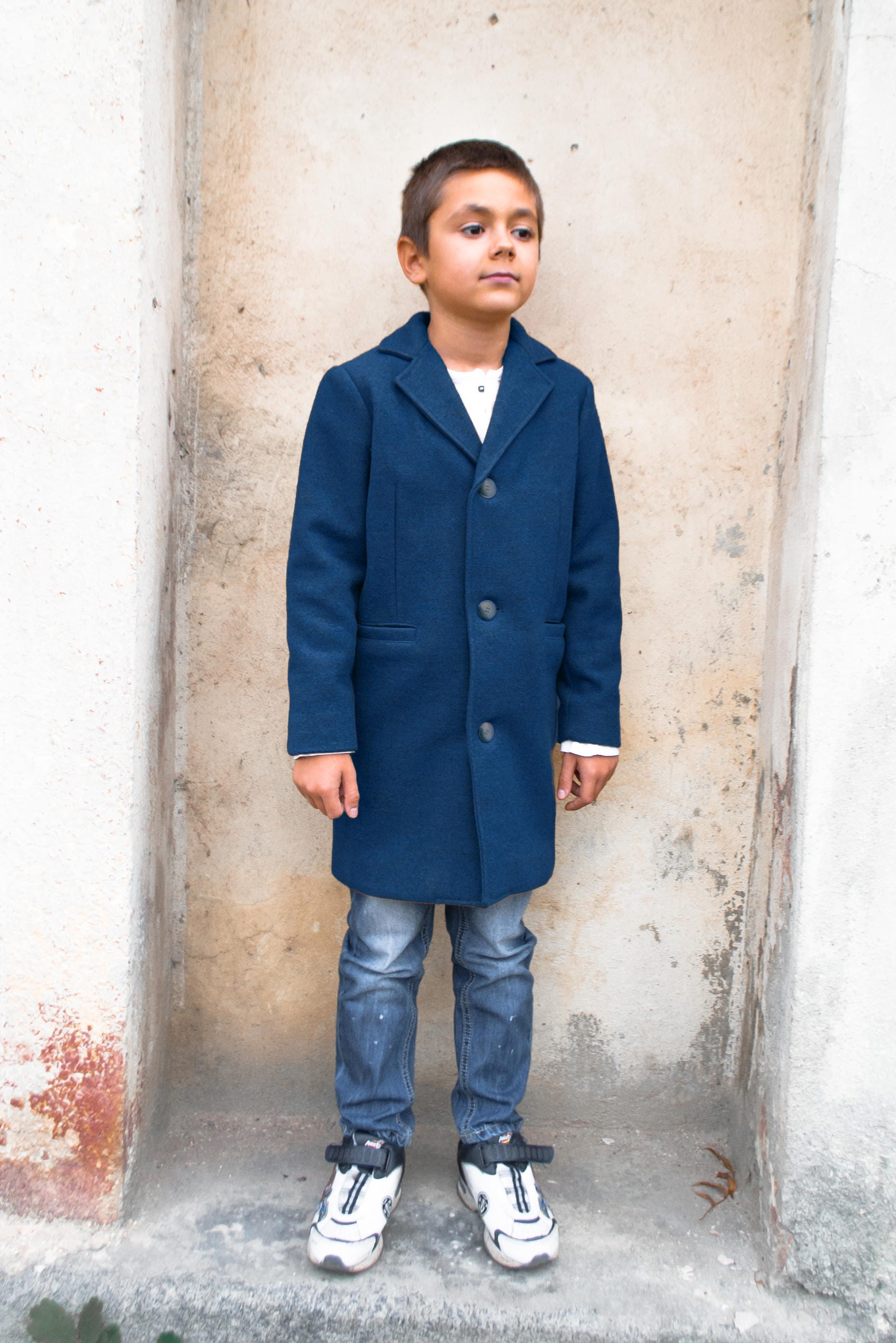 Winter coat for boys/ Classic wool coat/ Grey pea coat/ Kids long coat/ Long down Toddler boy coat/ Back to School/ Blue coat/ Black coat