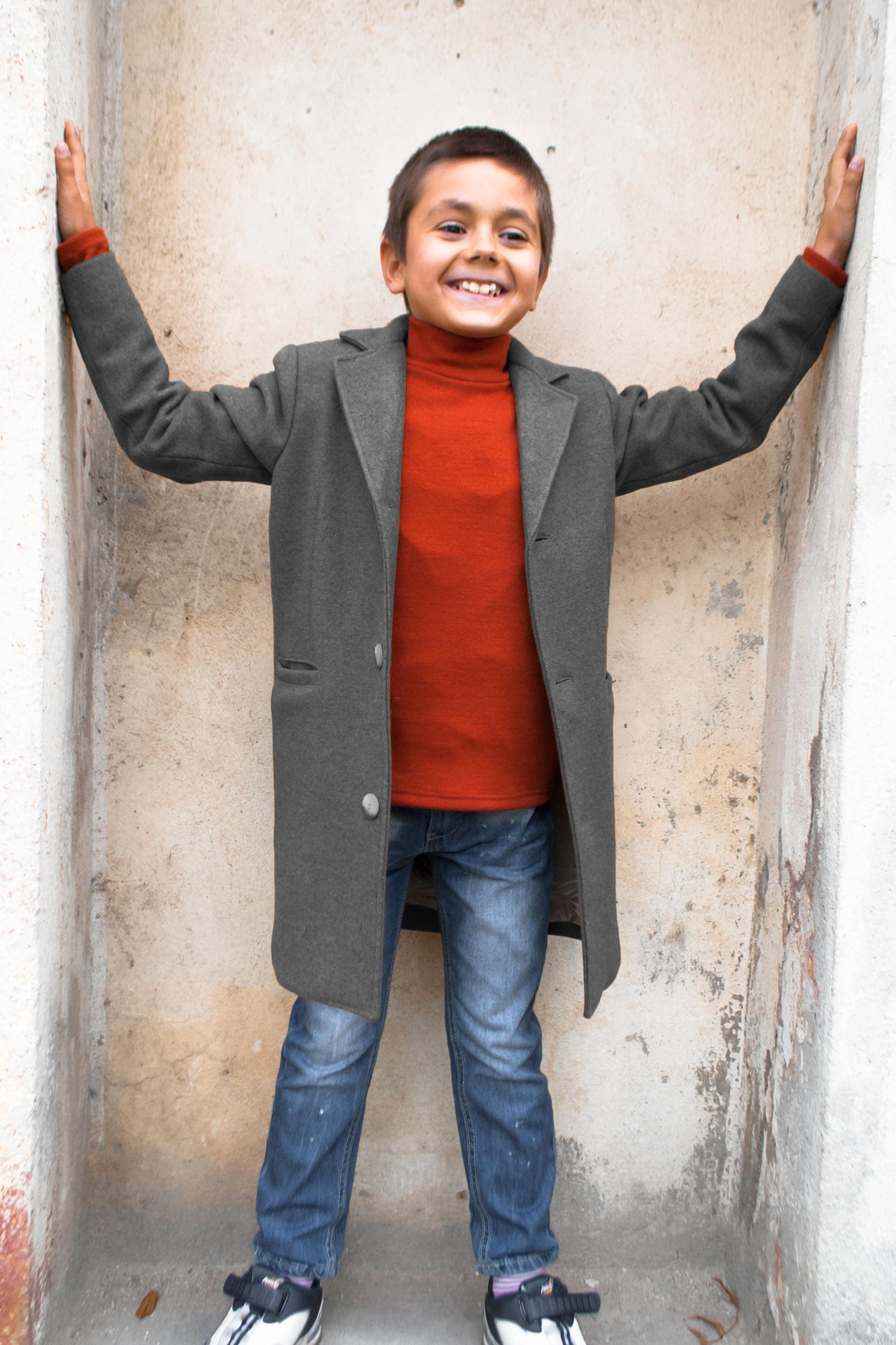 Winter coat for boys/ Classic wool coat/ Grey pea coat/ Kids long coat/ Long down Toddler boy coat/ Back to School/ Blue coat/ Black coat