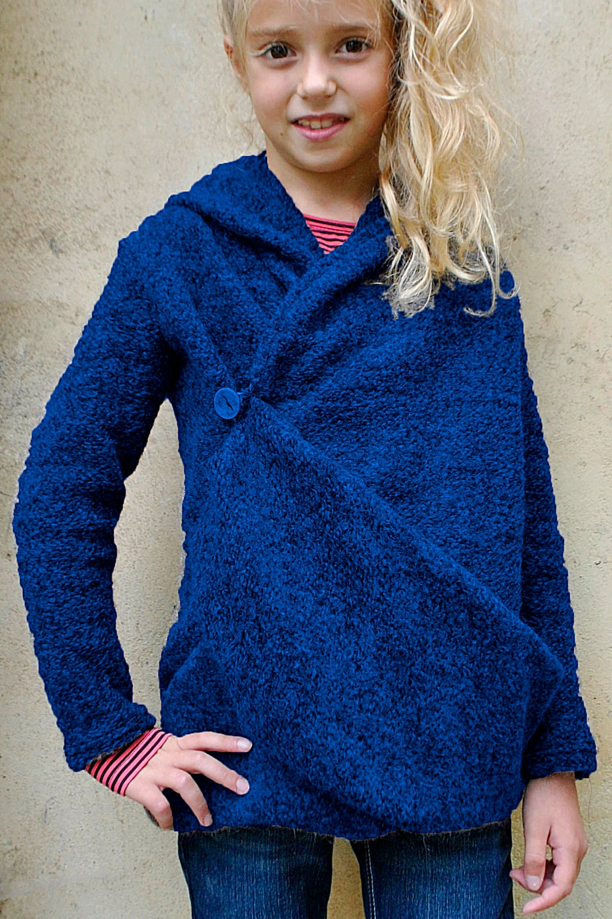 Wool cardigan sweater/Hooded sweater drape cardigan/Hoodie sweater kids cardigan/Winter cardigan/Wrap cardigan/Girls sweaters/Girls cardigan