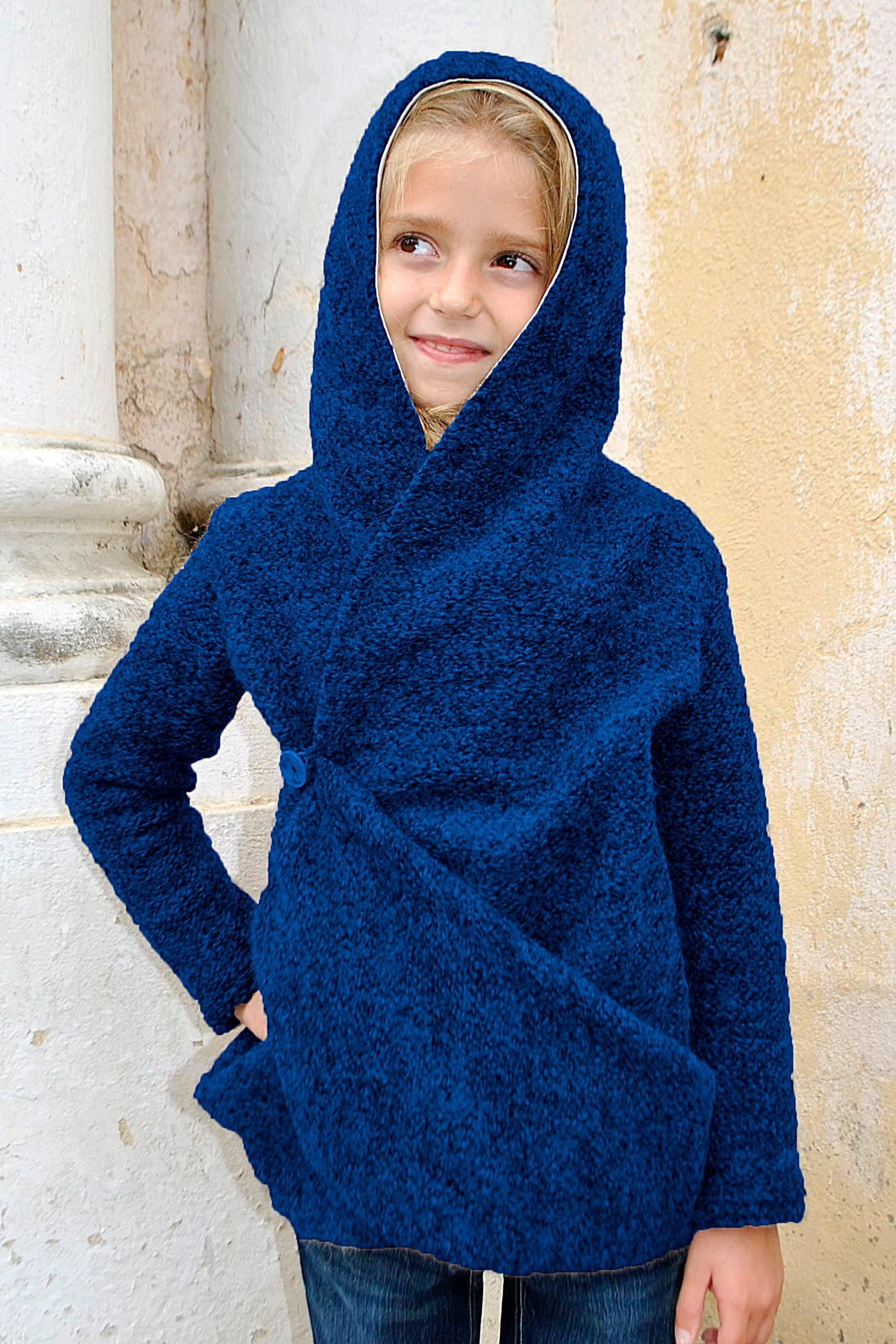 Wool cardigan sweater/Hooded sweater drape cardigan/Hoodie sweater kids cardigan/Winter cardigan/Wrap cardigan/Girls sweaters/Girls cardigan