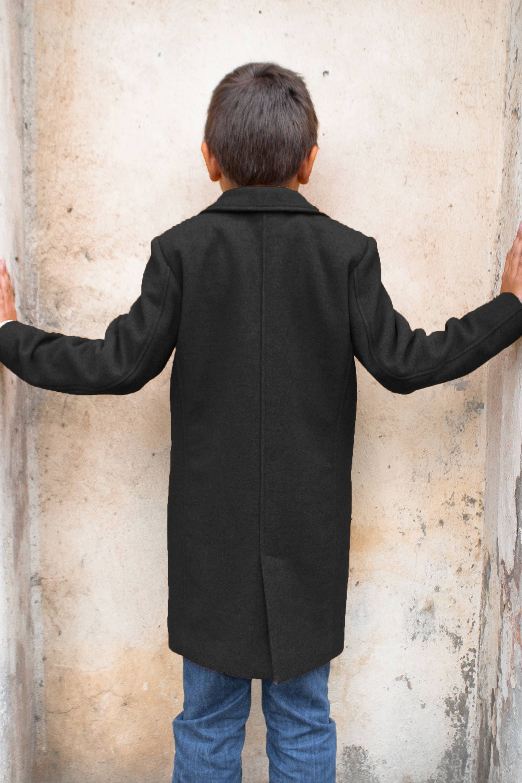 Winter coat for boys/ Classic wool coat/ Grey pea coat/ Kids long coat/ Long down Toddler boy coat/ Back to School/ Blue coat/ Black coat