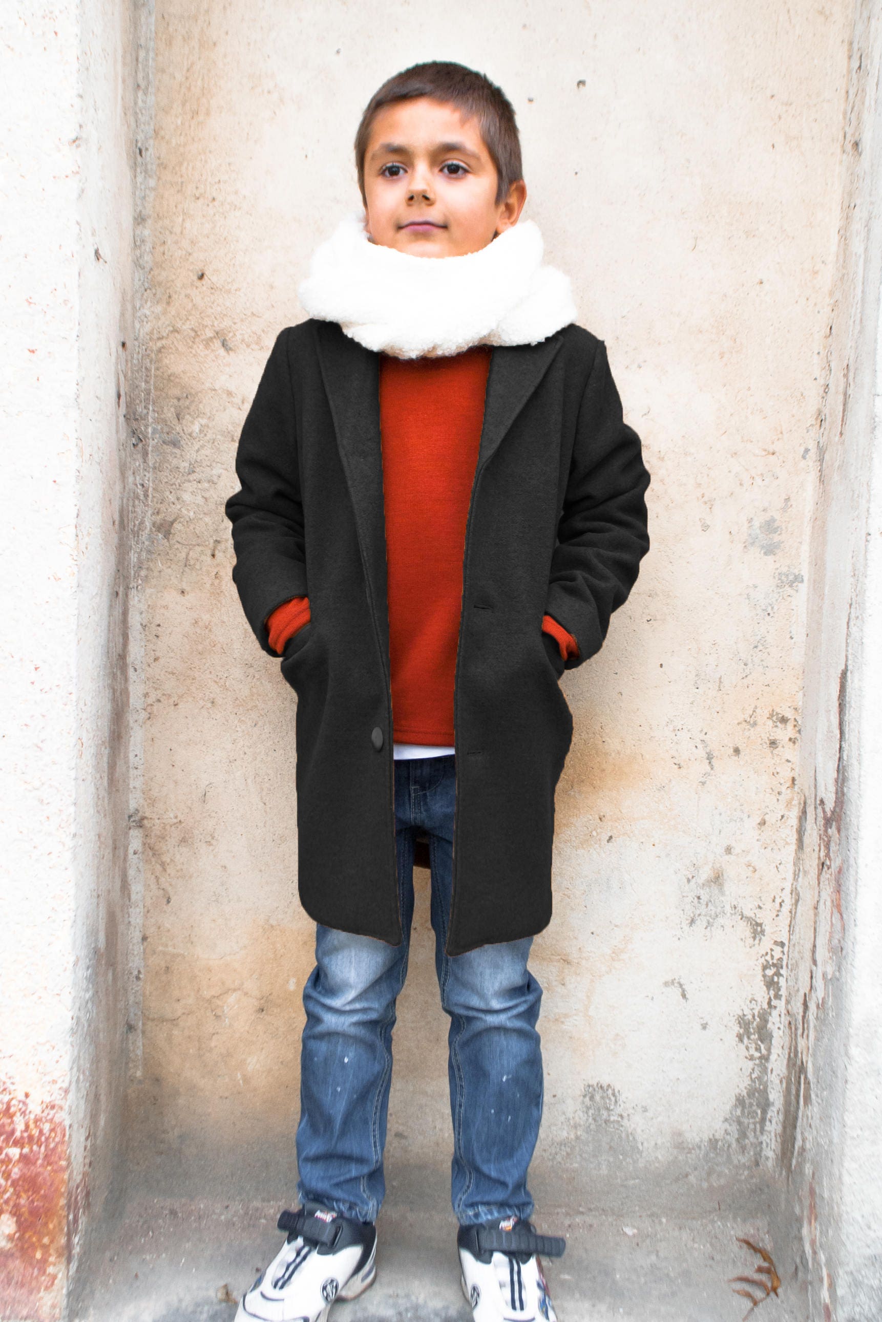 Winter coat for boys/ Classic wool coat/ Grey pea coat/ Kids long coat/ Long down Toddler boy coat/ Back to School/ Blue coat/ Black coat
