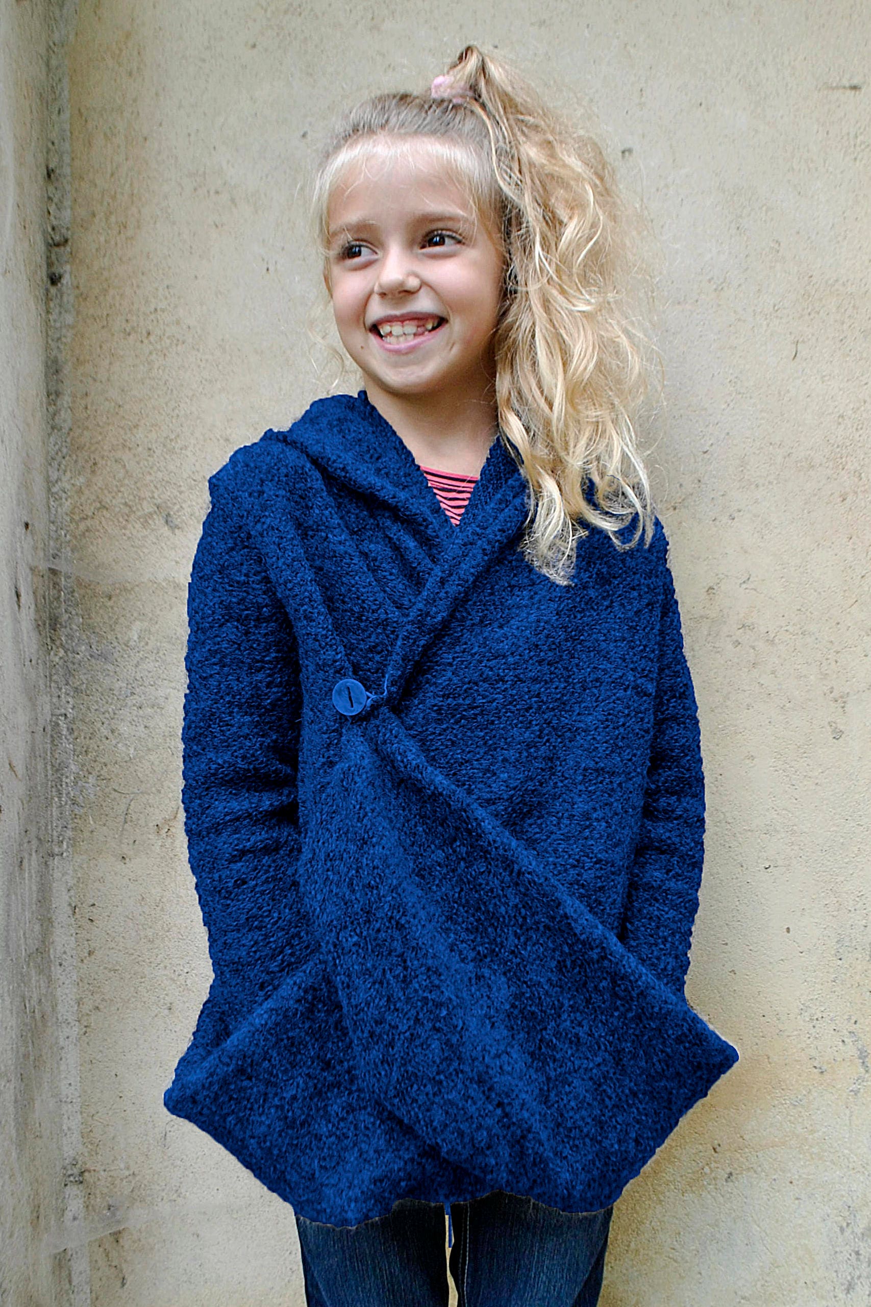 Wool cardigan sweater/Hooded sweater drape cardigan/Hoodie sweater kids cardigan/Winter cardigan/Wrap cardigan/Girls sweaters/Girls cardigan