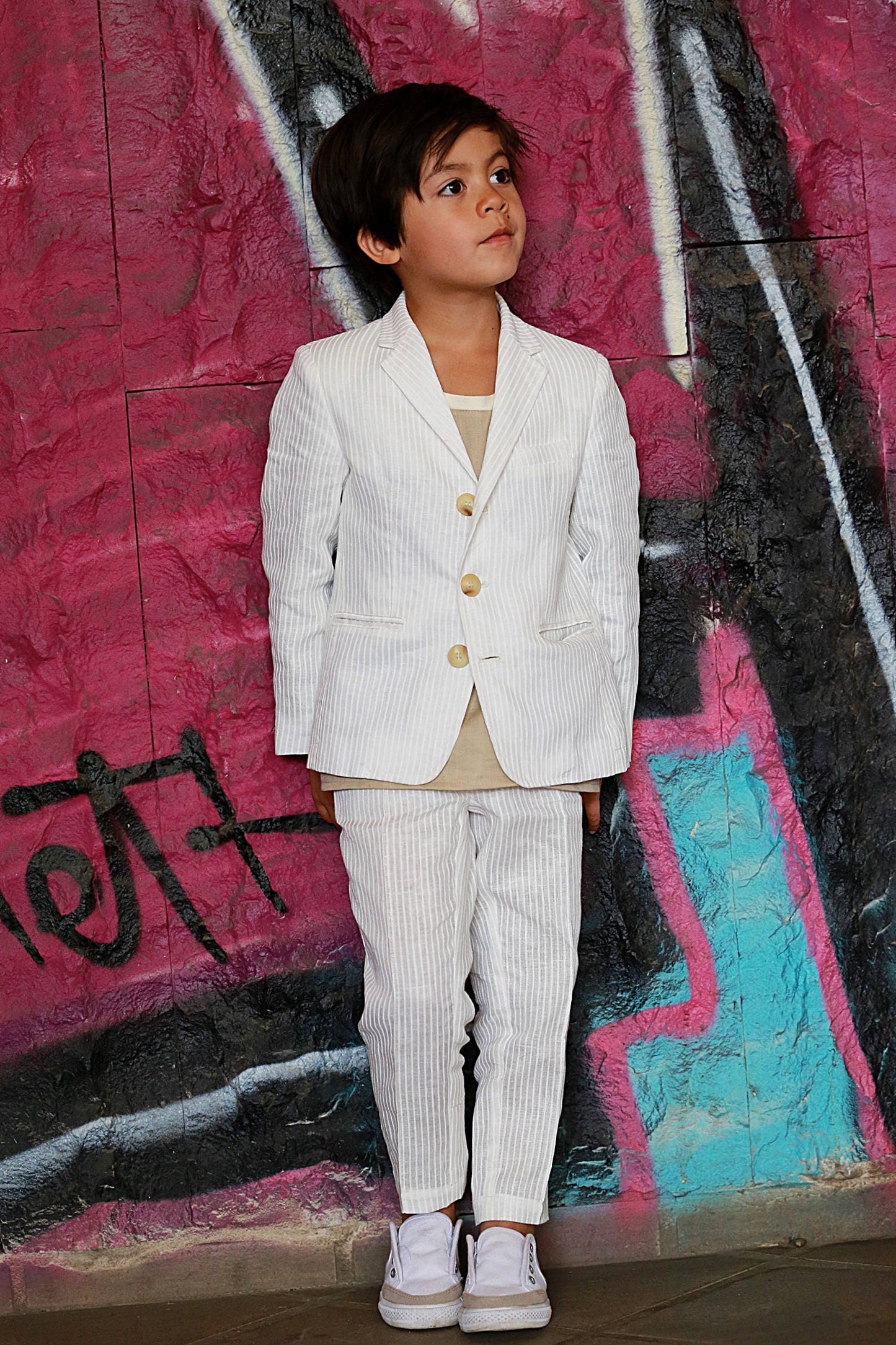 Boys wedding outfit kids seersucker suit/Toddler boy linen outfit slim fitted summer suit/White linen suit/Tailored suit/Beach wedding suit