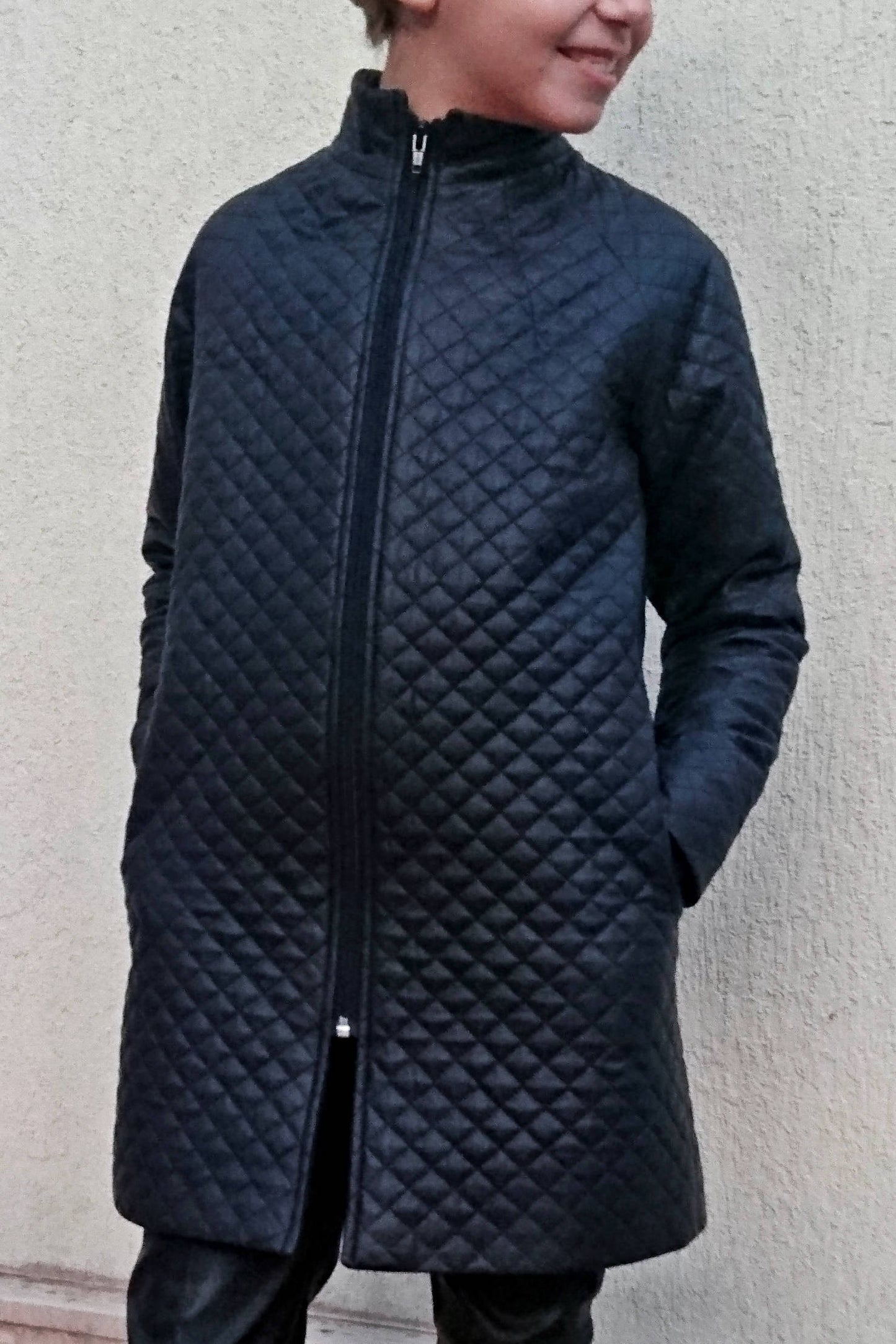 Black faux leather quilted coat for girls, Kids jacket, Long leather coat, Stylish leather jacket, Eco Leather outfit, Winter duvet coat