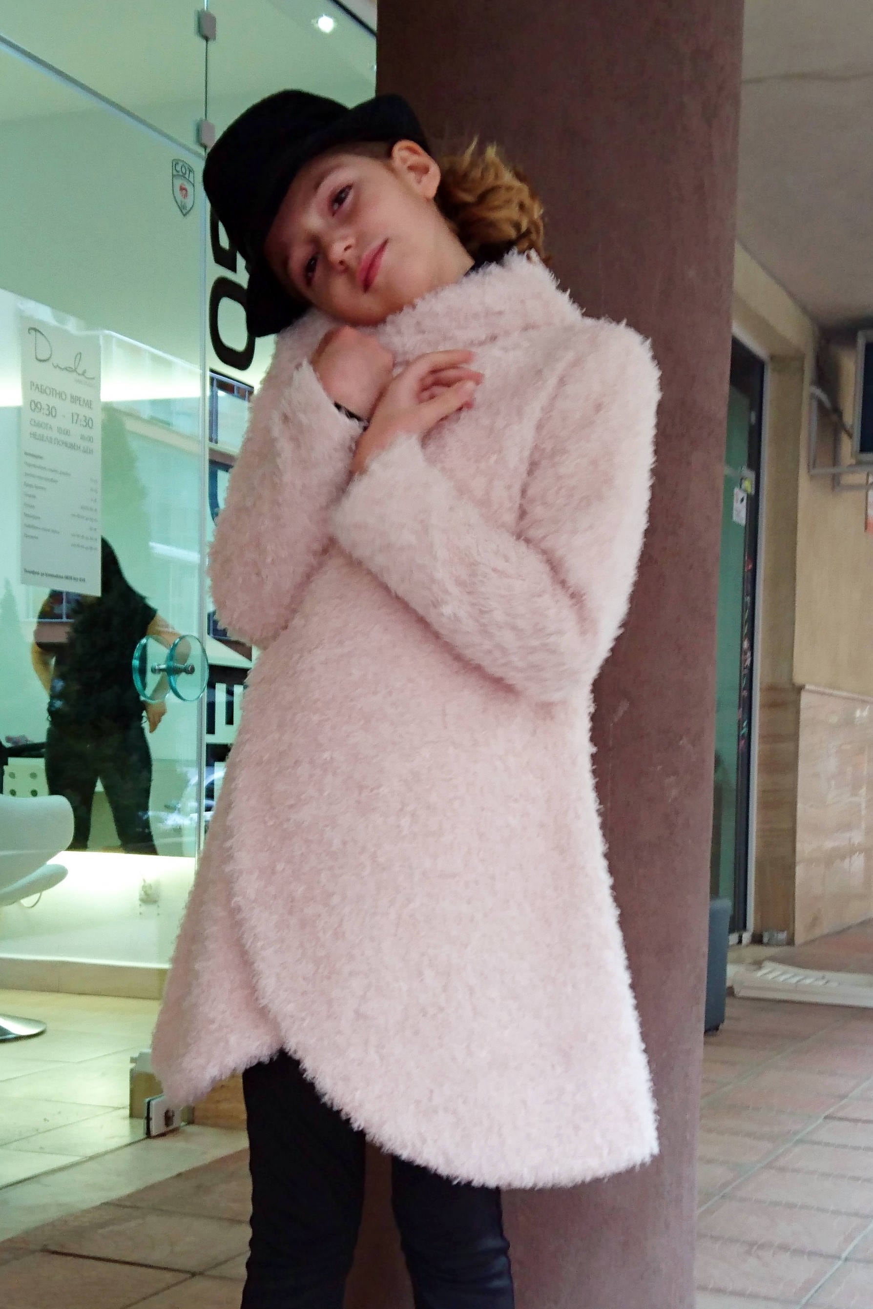 Girls shawl collar fuzzy coat/Formal toddler coat/High collar girls coat/Cocoon coat/Cozy coat/Kids coat/Wrap coat/Toddler girls long coat
