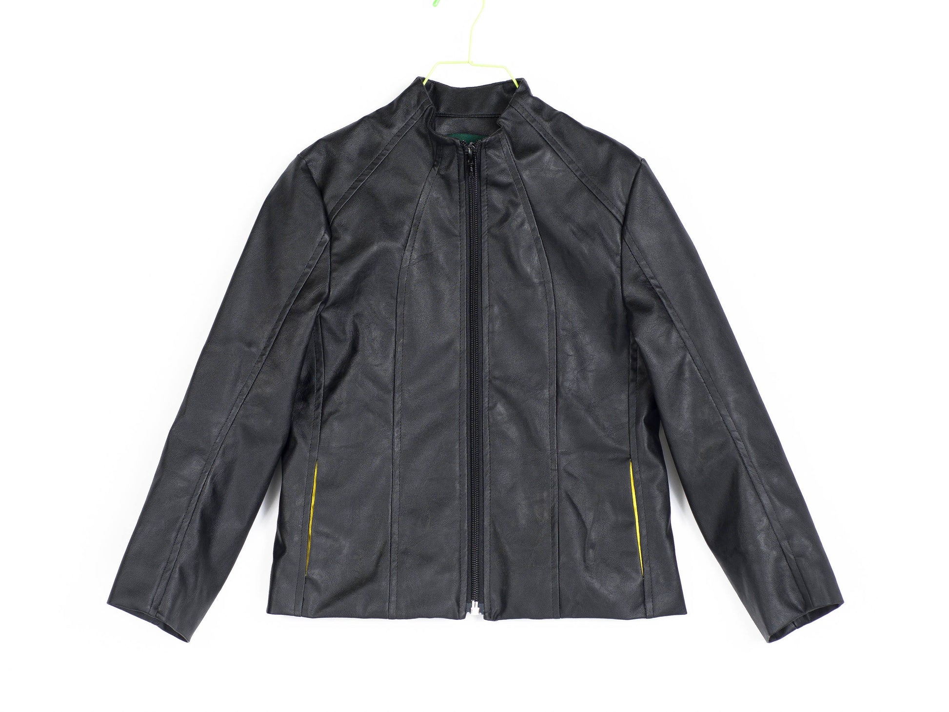 Black leather jacket/Faux leather girls outfit/Toddler leather jacket/Kids leather jacket/Vegan leather outfit/Vintage Eco leather clothing