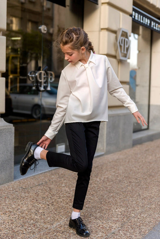 White blouse for girls, Long sleeve shirt toddlers formal blouse, Designer top kids blouse, Romantic blouse, Gift for girls, Elegant outfit